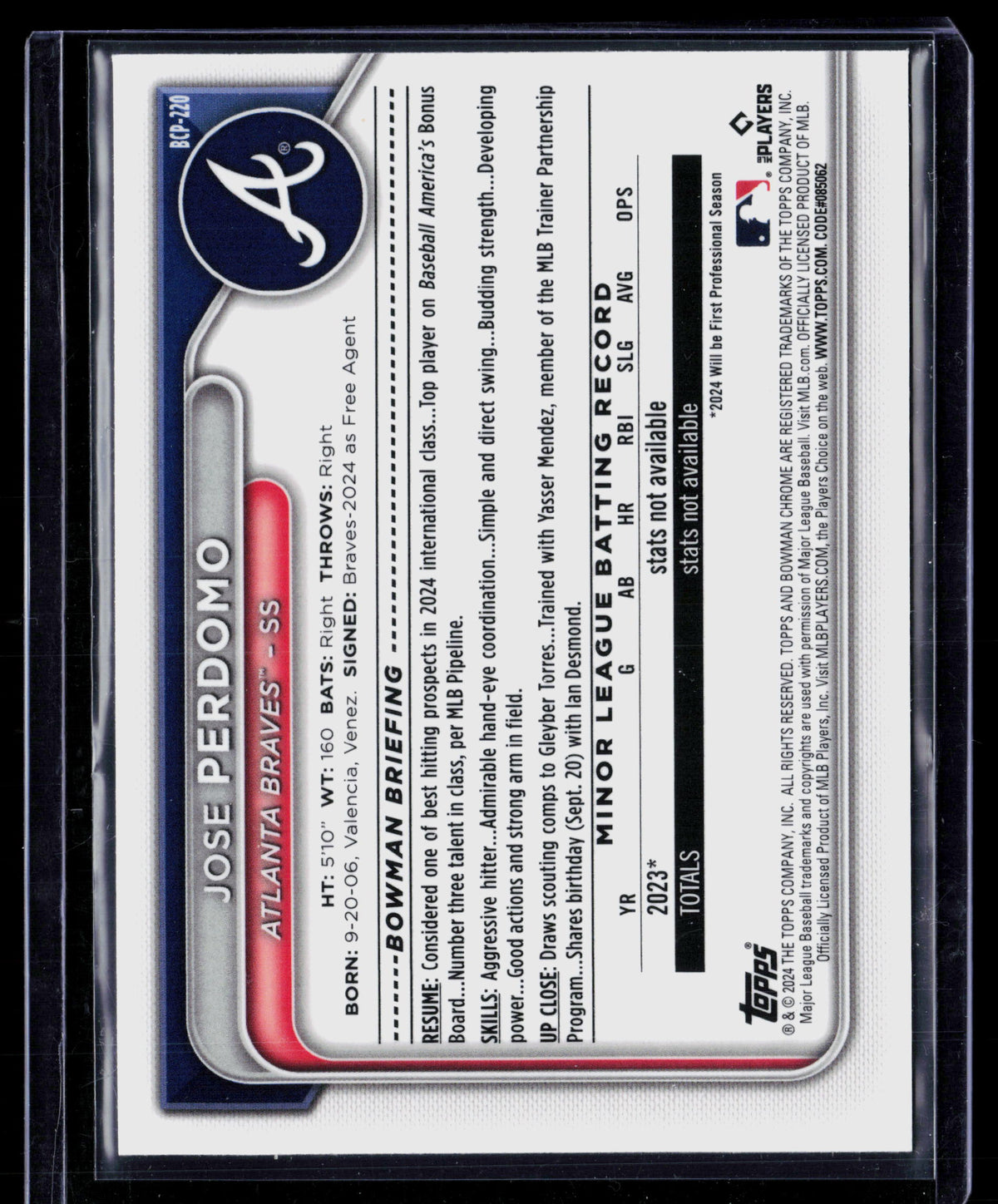 2024 Bowman Chrome Jose Perdomo #BCP-220