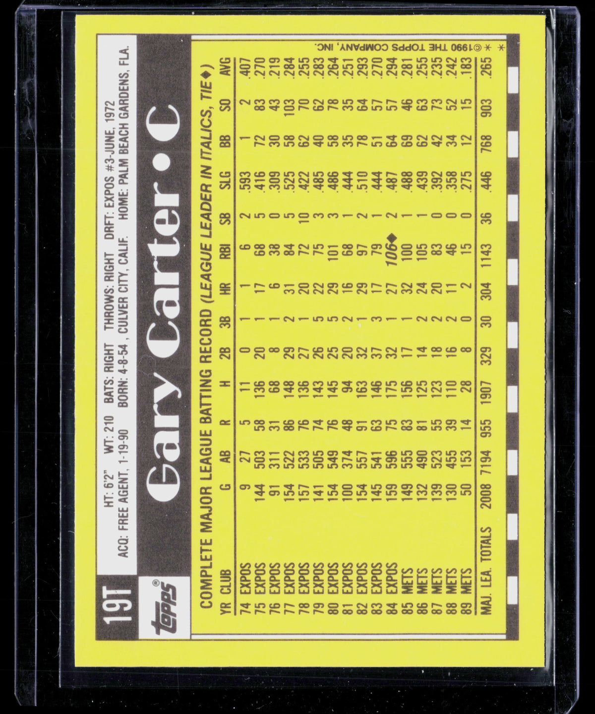 1990 Topps Traded Gary Carter #19T
