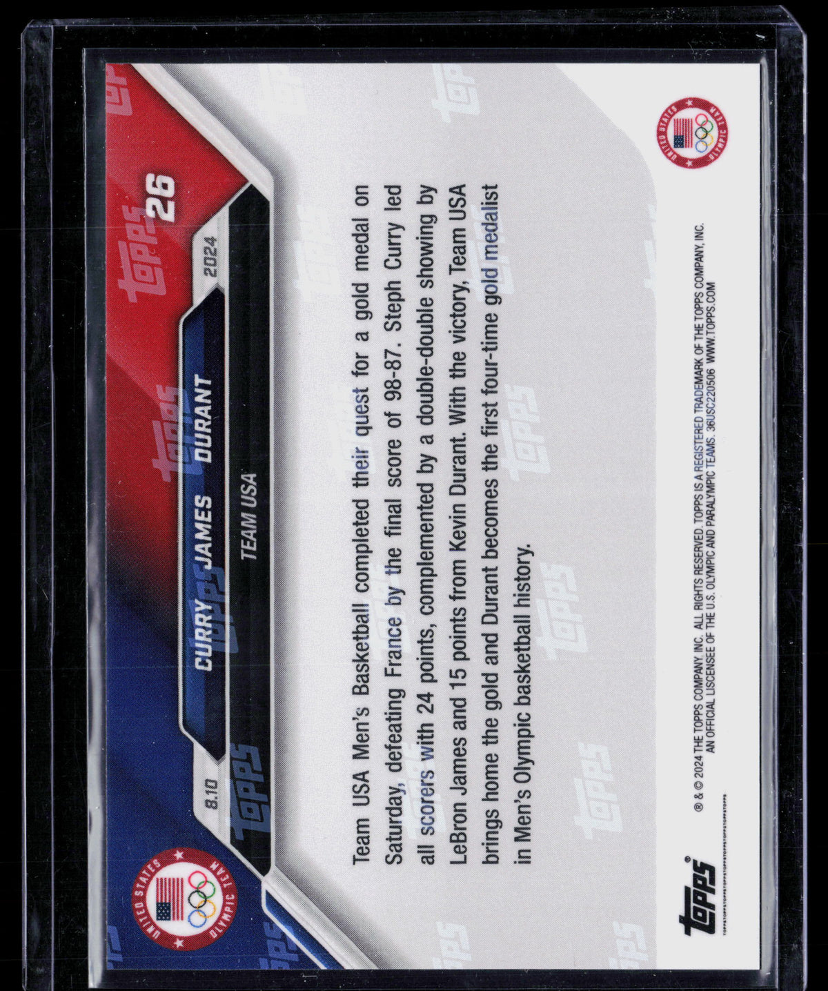2024 Topps Now Kevin Durant LeBron James Stephen Curry #26