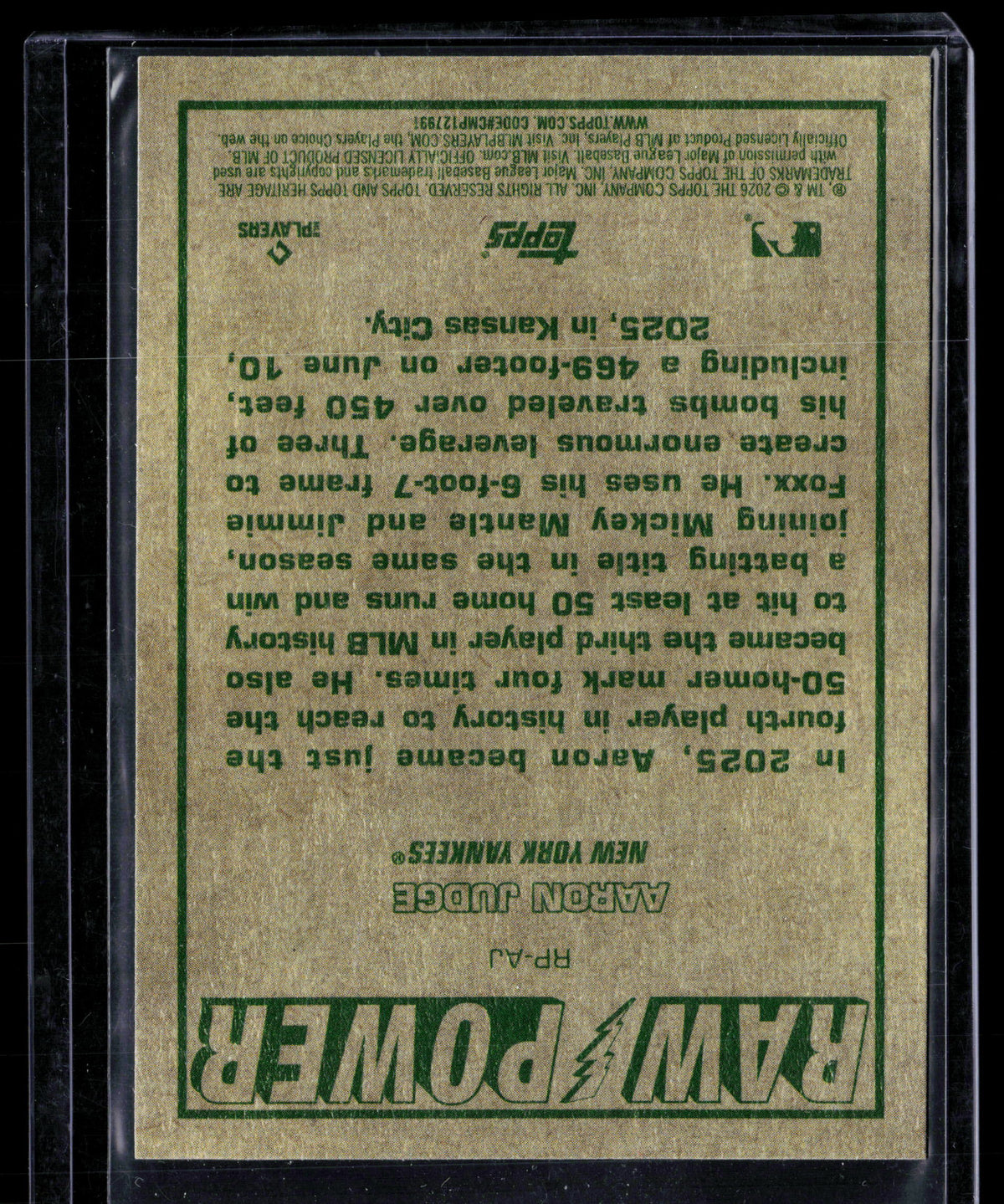 2026 Topps Heritage Raw Power Aaron Judge #RP-AJ