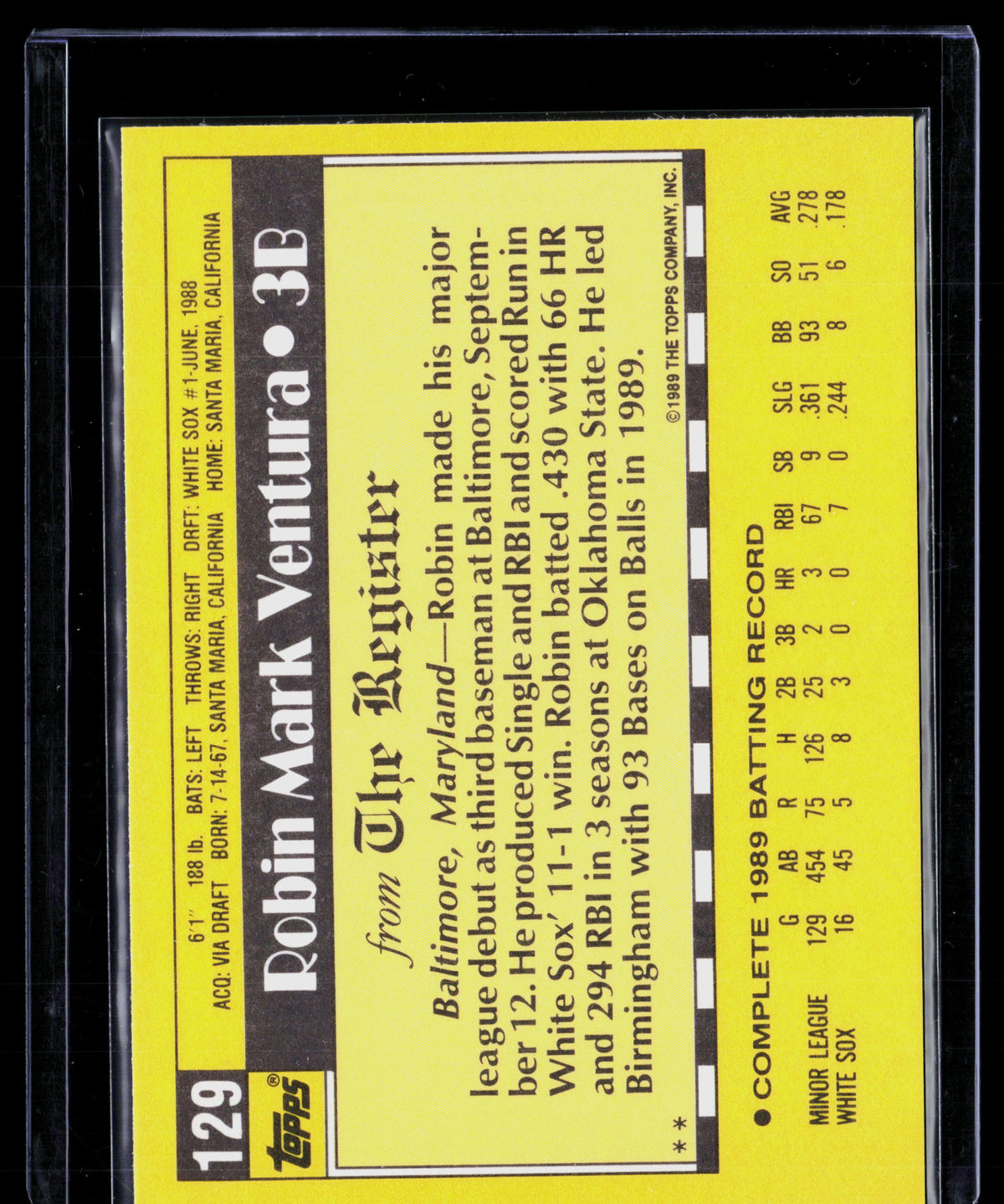1989 Topps Traded Robin Ventura #129