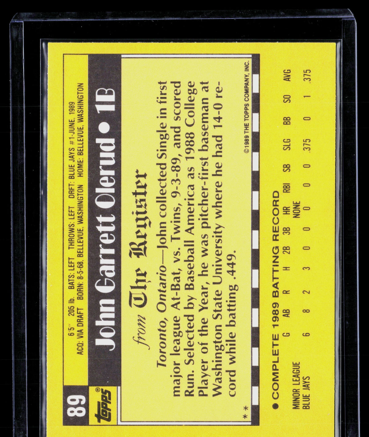 1989 Topps John Olerud #89