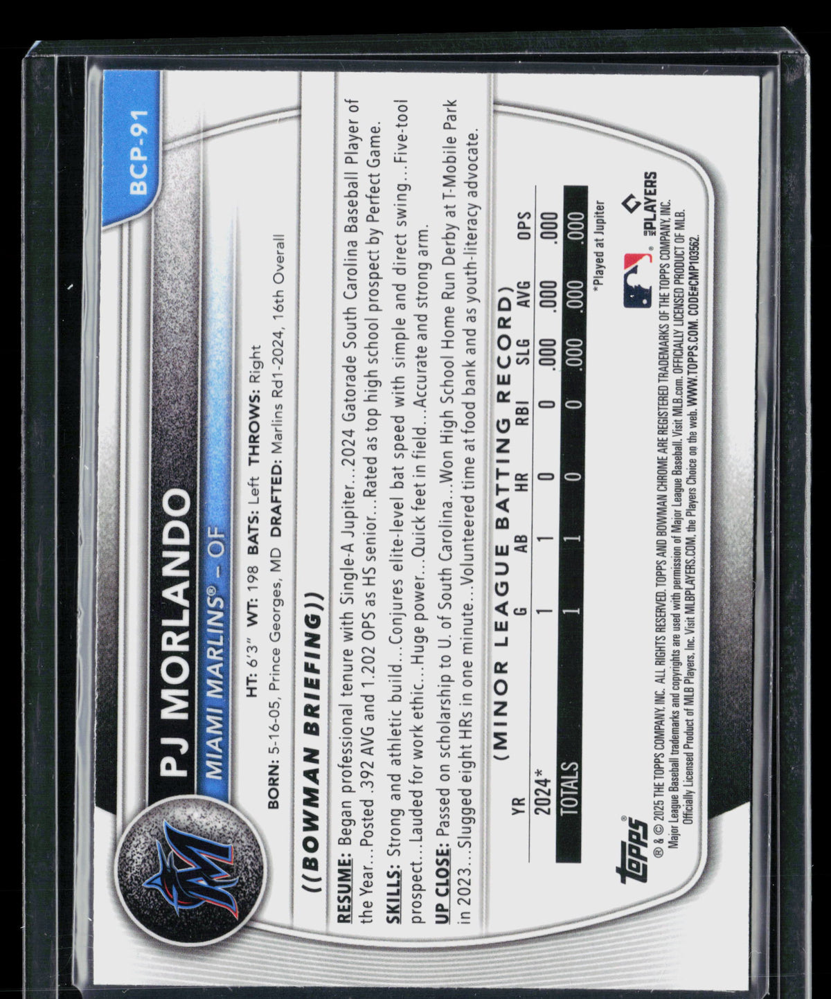 2025 Bowman Chrome PJ Morlando #BCP-91 Mega Box Refractor