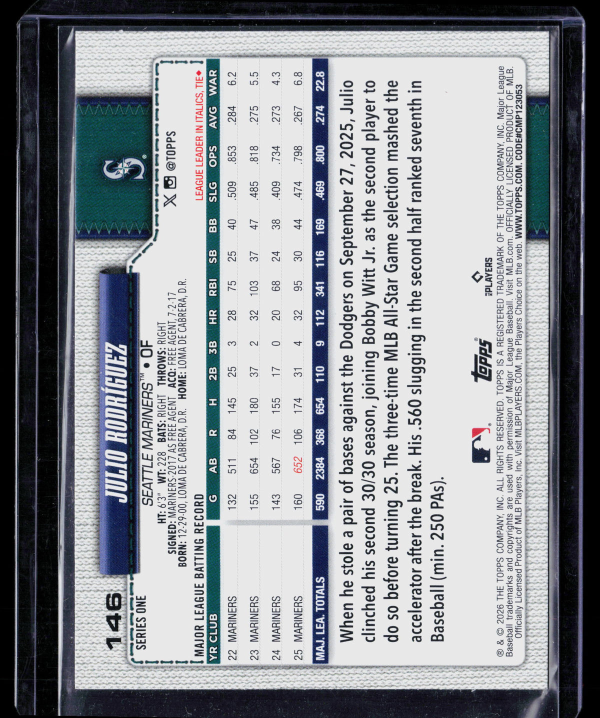 2026 Topps Series One Julio Rodríguez #146 AZ