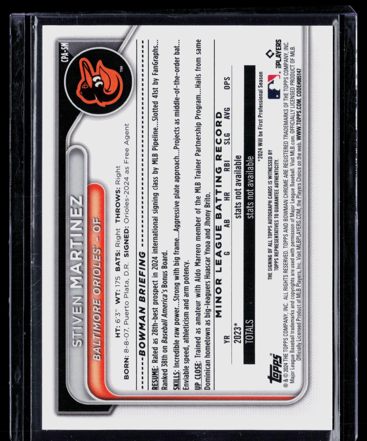 2024 Bowman Chrome Stiven Martinez #CPA-SM