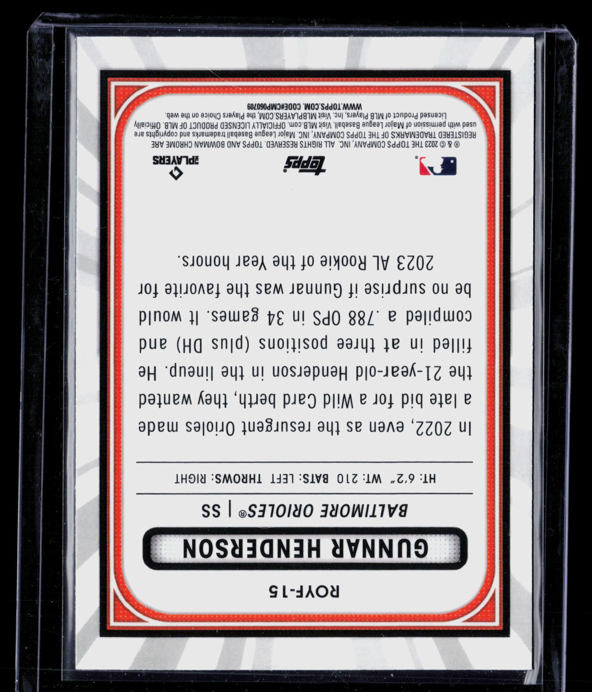 2023 Bowman Chrome Rookie of the Year Favorites Gunnar Henderson #ROYF-15