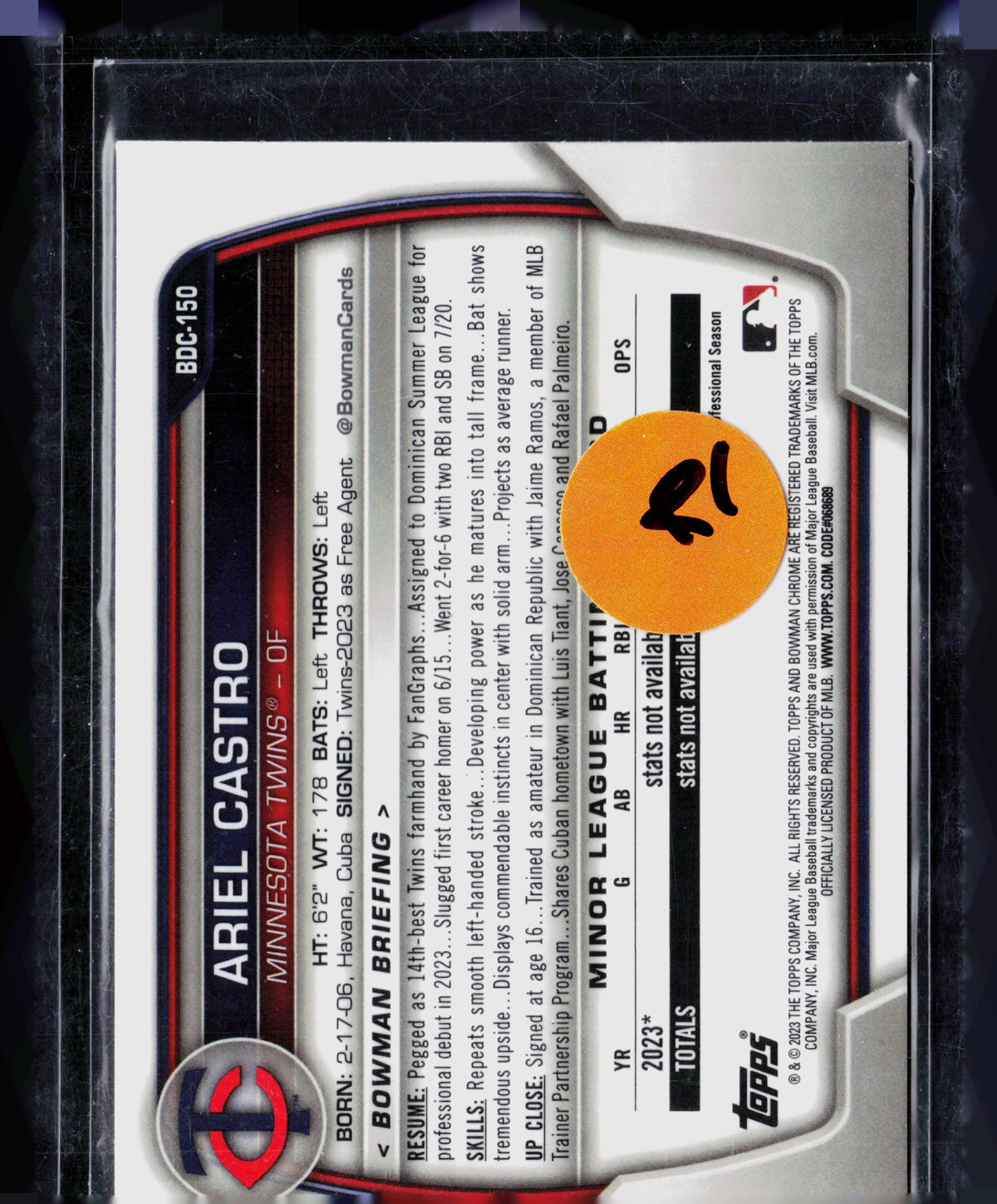 2023 Bowman Chrome Ariel Castro #BDC-150 Green Refractor 3/99
