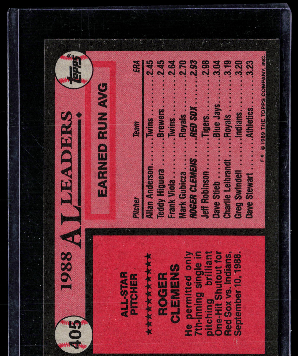 1989 Topps Roger Clemens #405