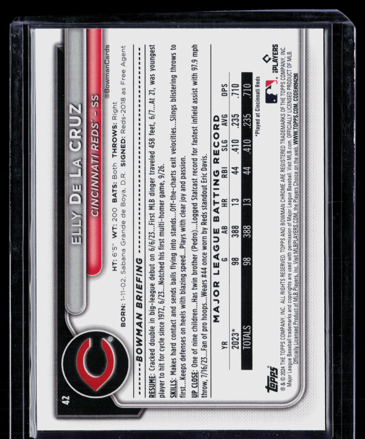 2024 Bowman Chrome Mega Box Elly De La Cruz #42 Mojo Refractor RC