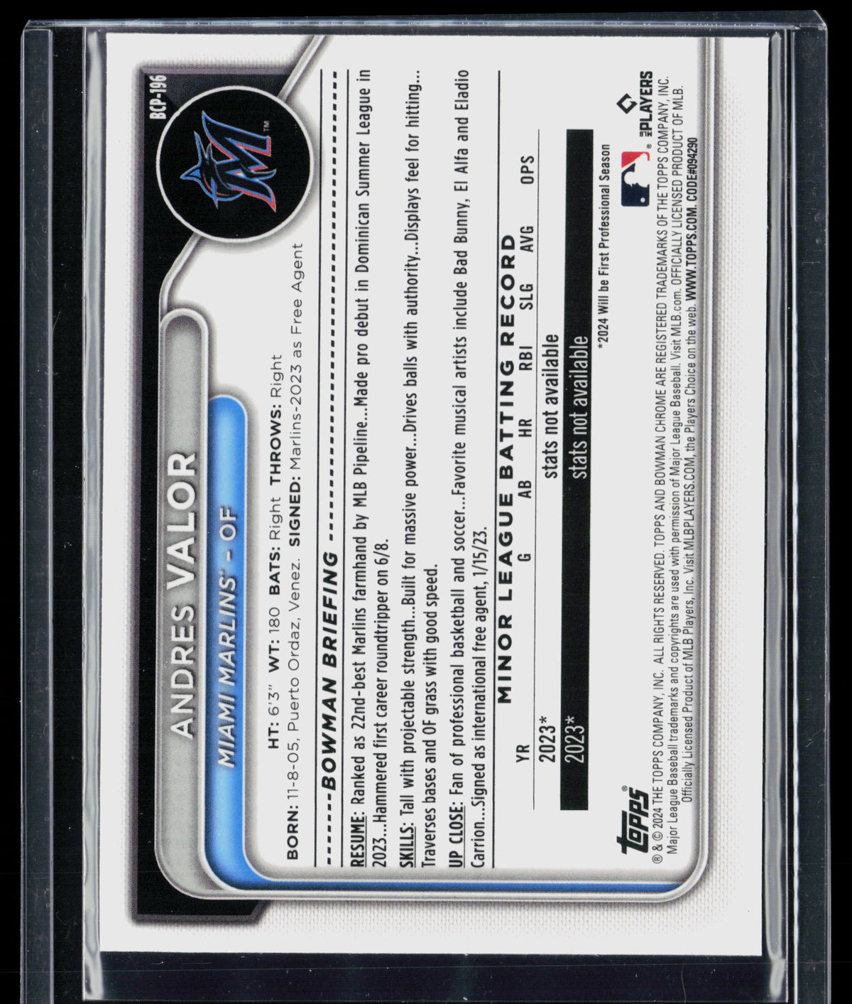 2024 Bowman Chrome Mega Box Andres Valor #BCP-196 Mojo Refractor