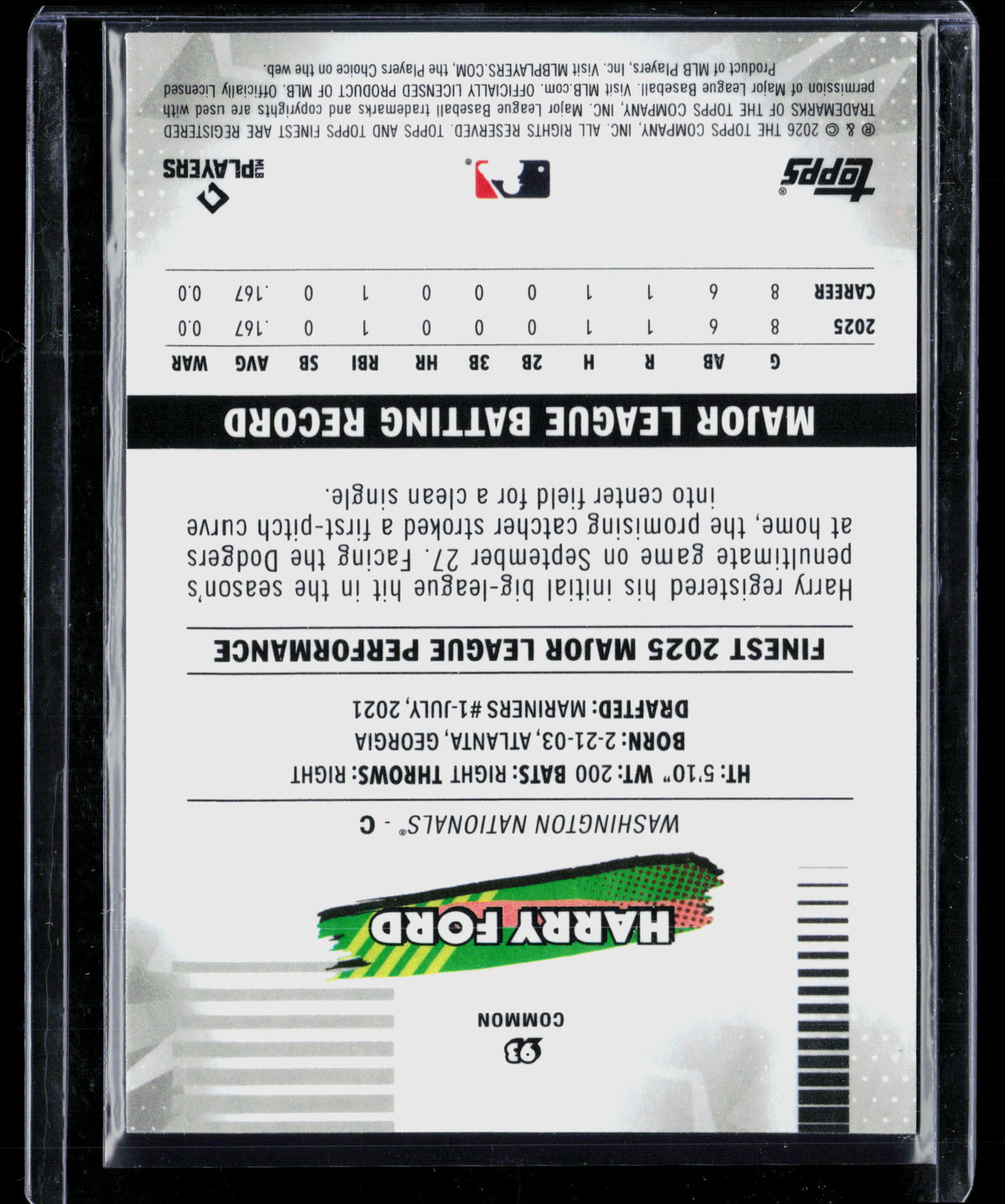 2026 Topps Finest Harry Ford #93 RC