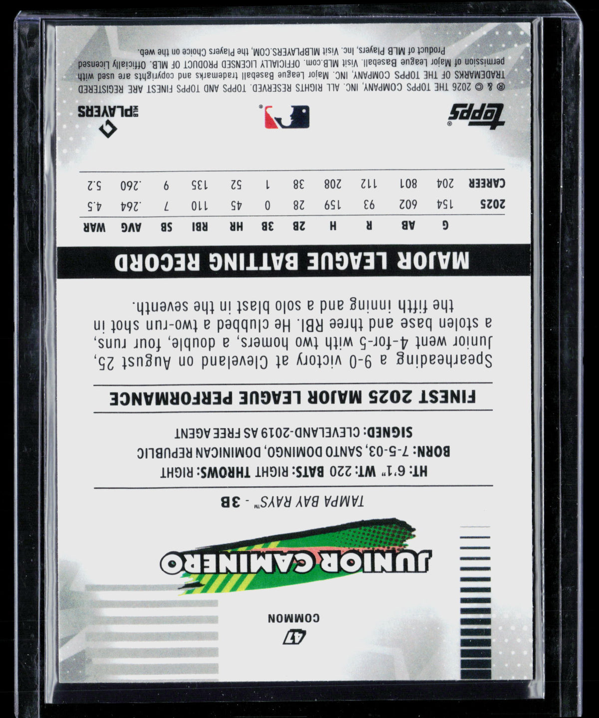 2026 Topps Finest Junior Caminero #47
