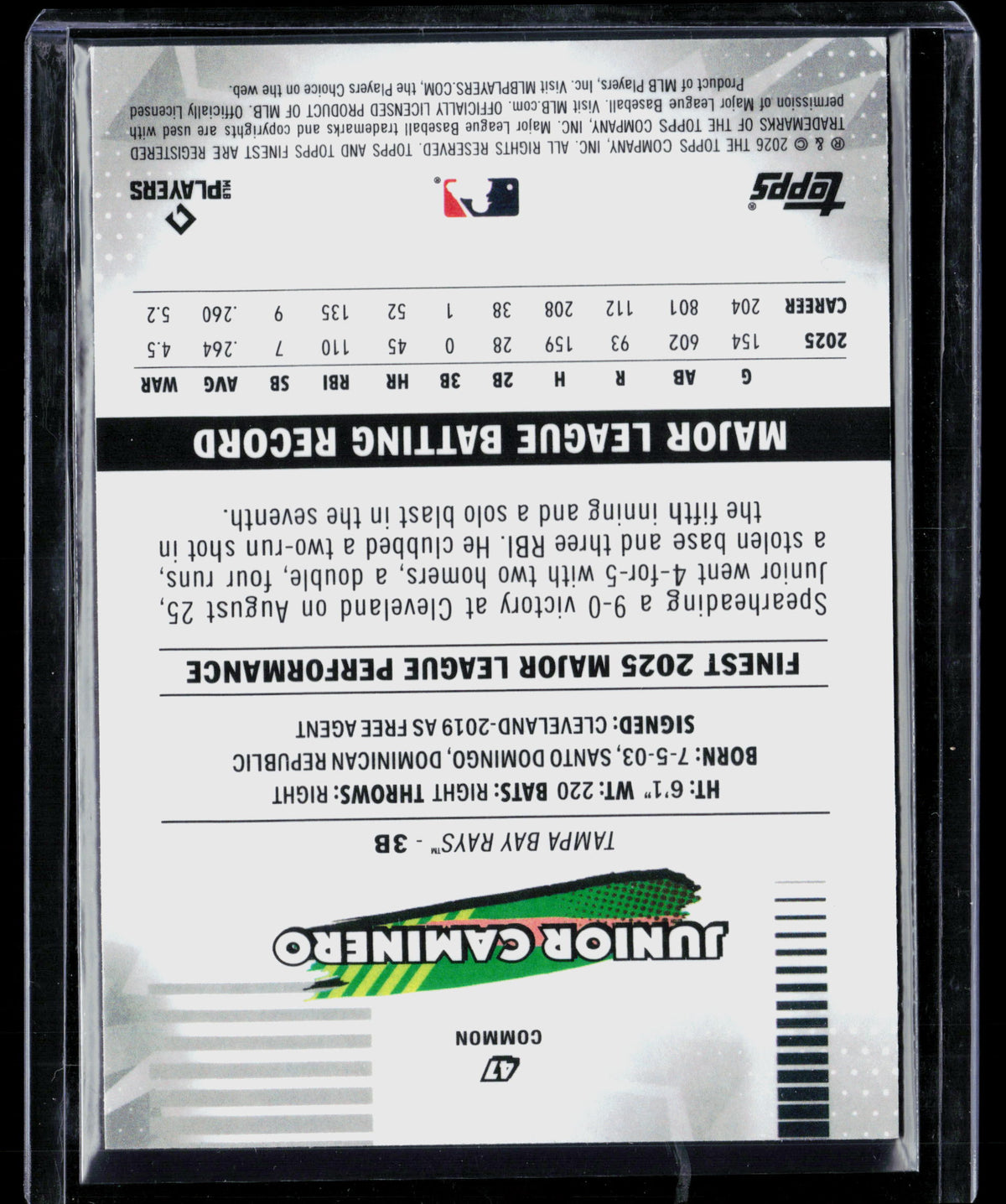 2026 Topps Finest Junior Caminero #47