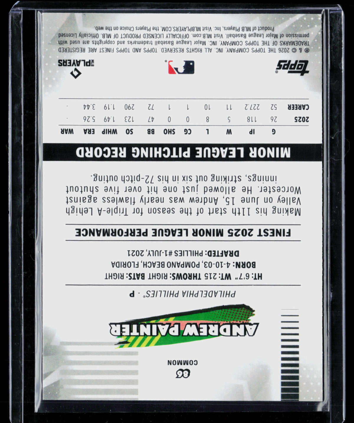 2026 Topps Finest Andrew Painter #86 RC