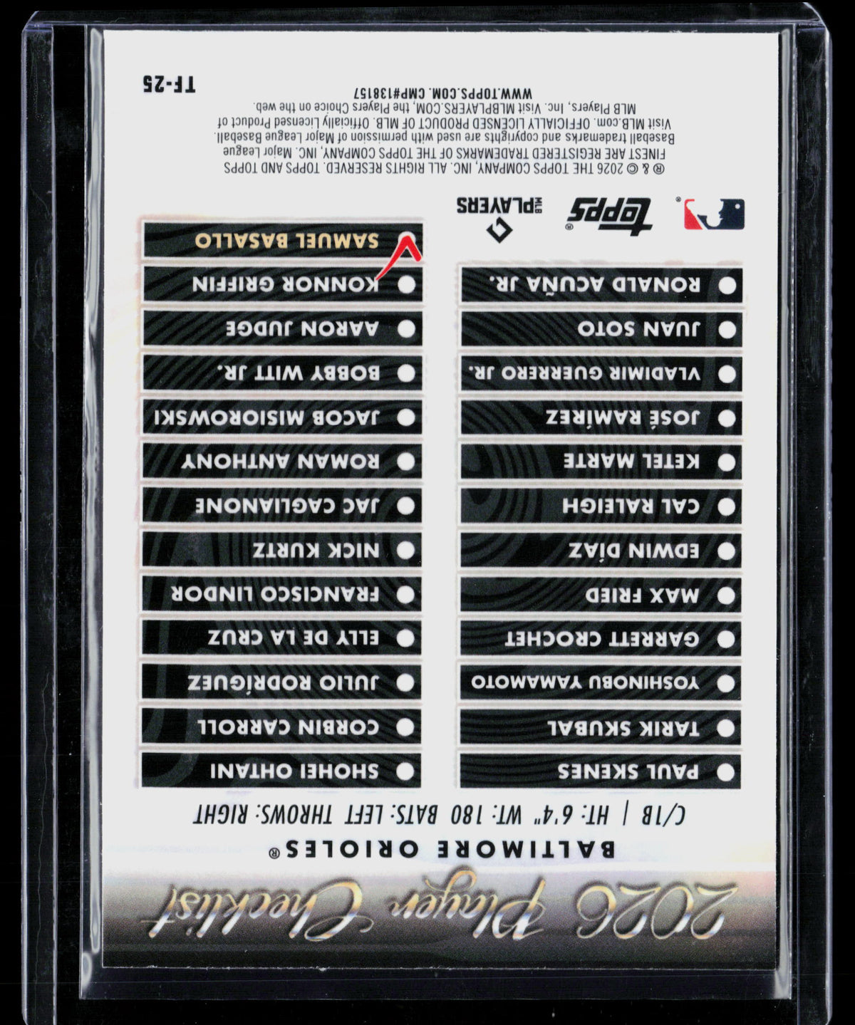 2026 Topps Finest Team Finest Samuel Basallo #TF-25 RC