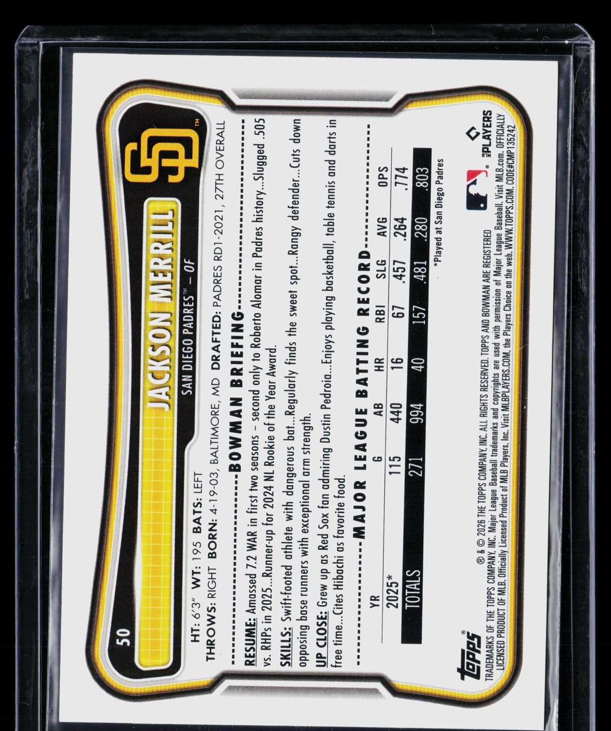 2026 Bowman Jackson Merrill #50