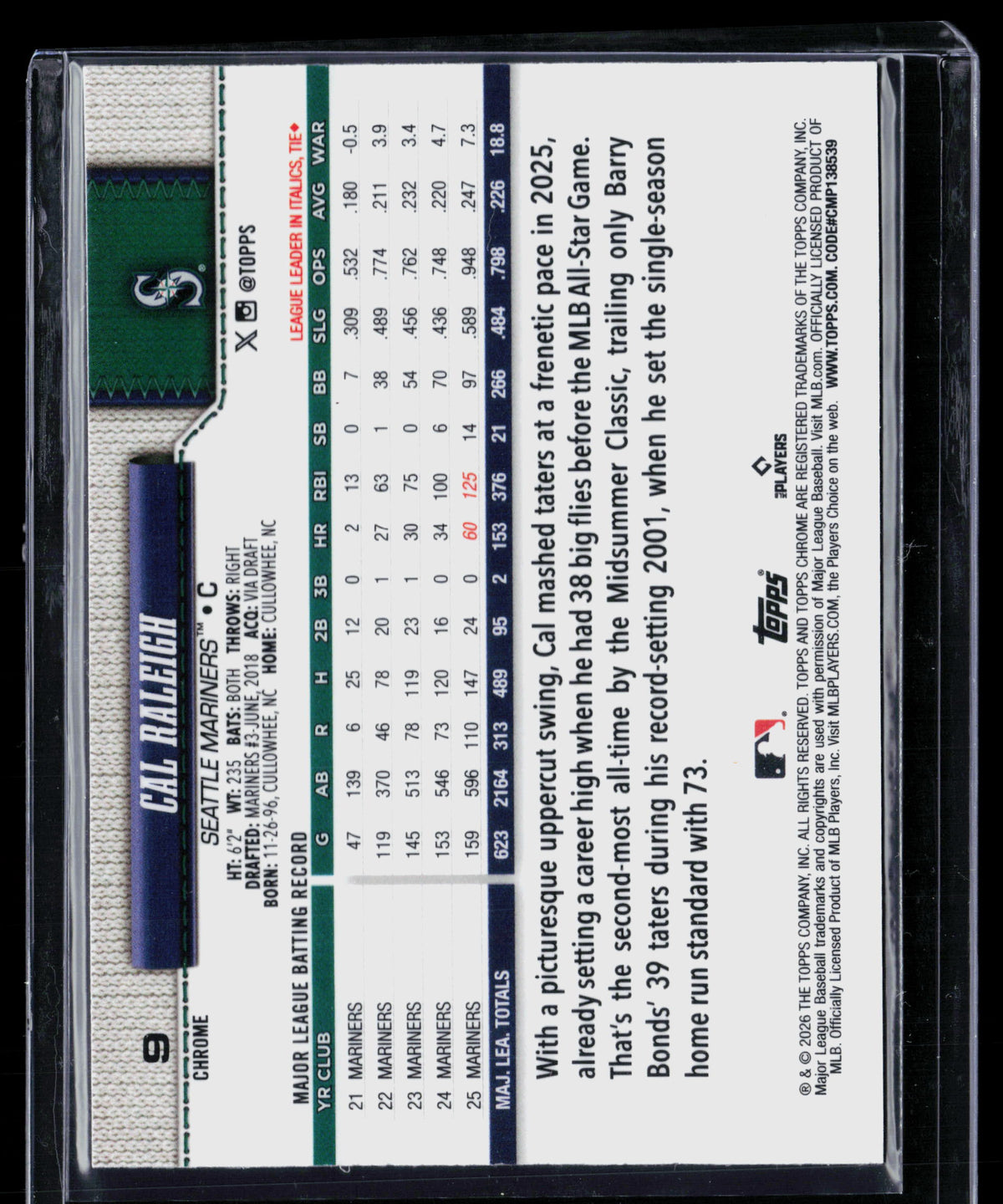 2026 Topps Chrome Cal Raleigh #9