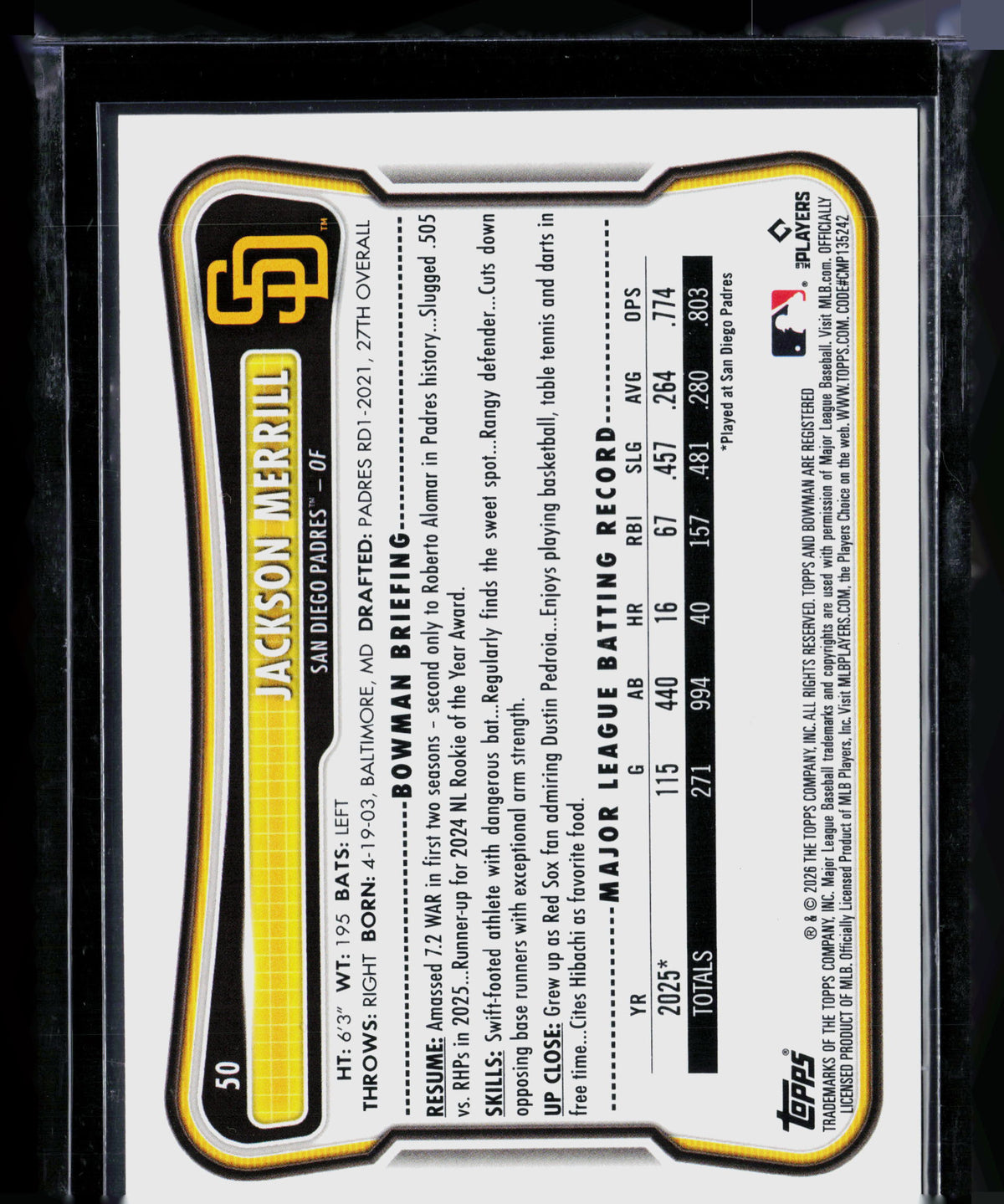 2026 Bowman Jackson Merrill #50