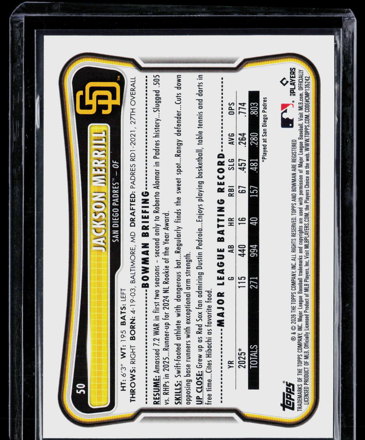2026 Bowman Jackson Merrill #50