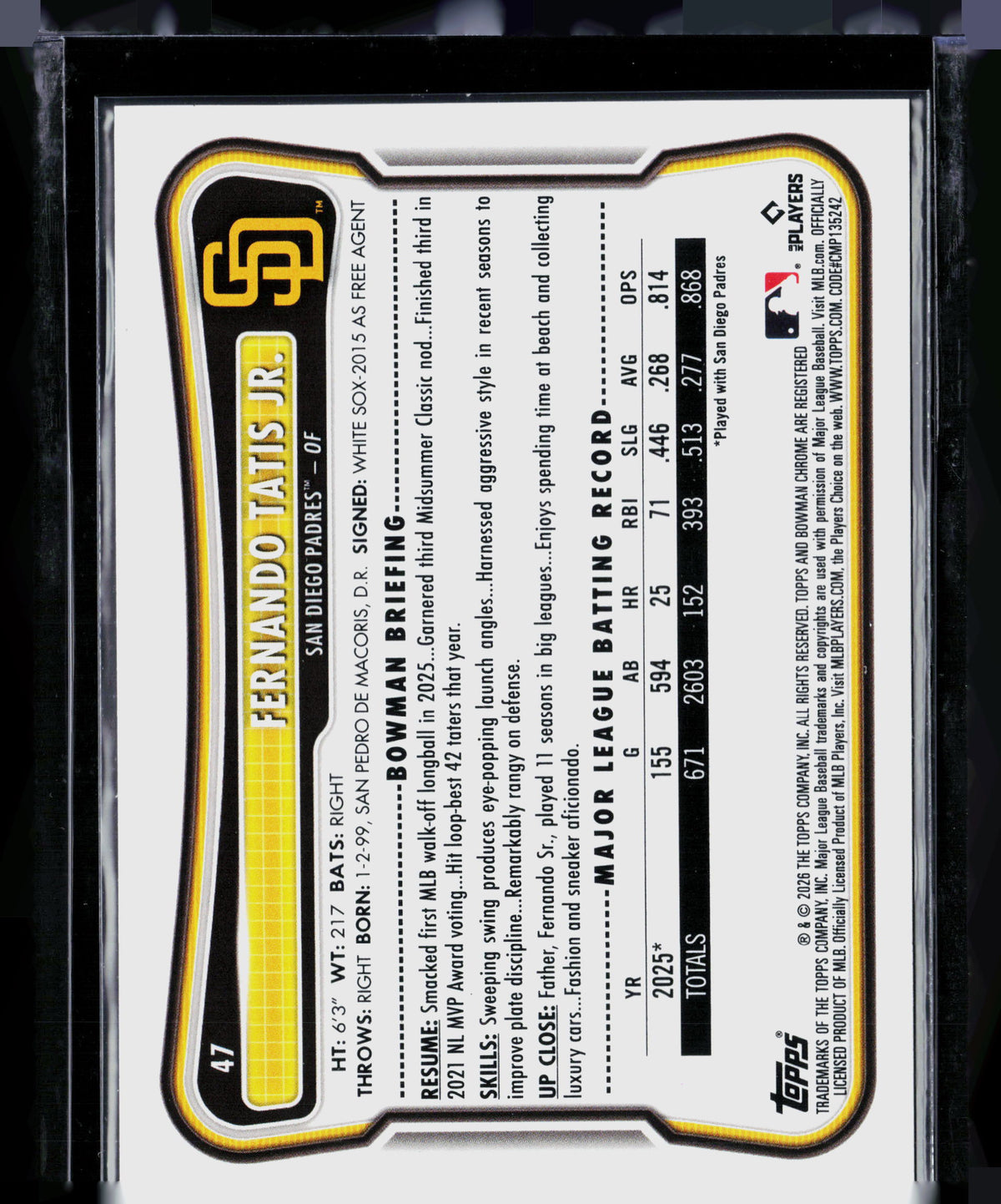 2026 Bowman Fernando Tatis Jr. #47