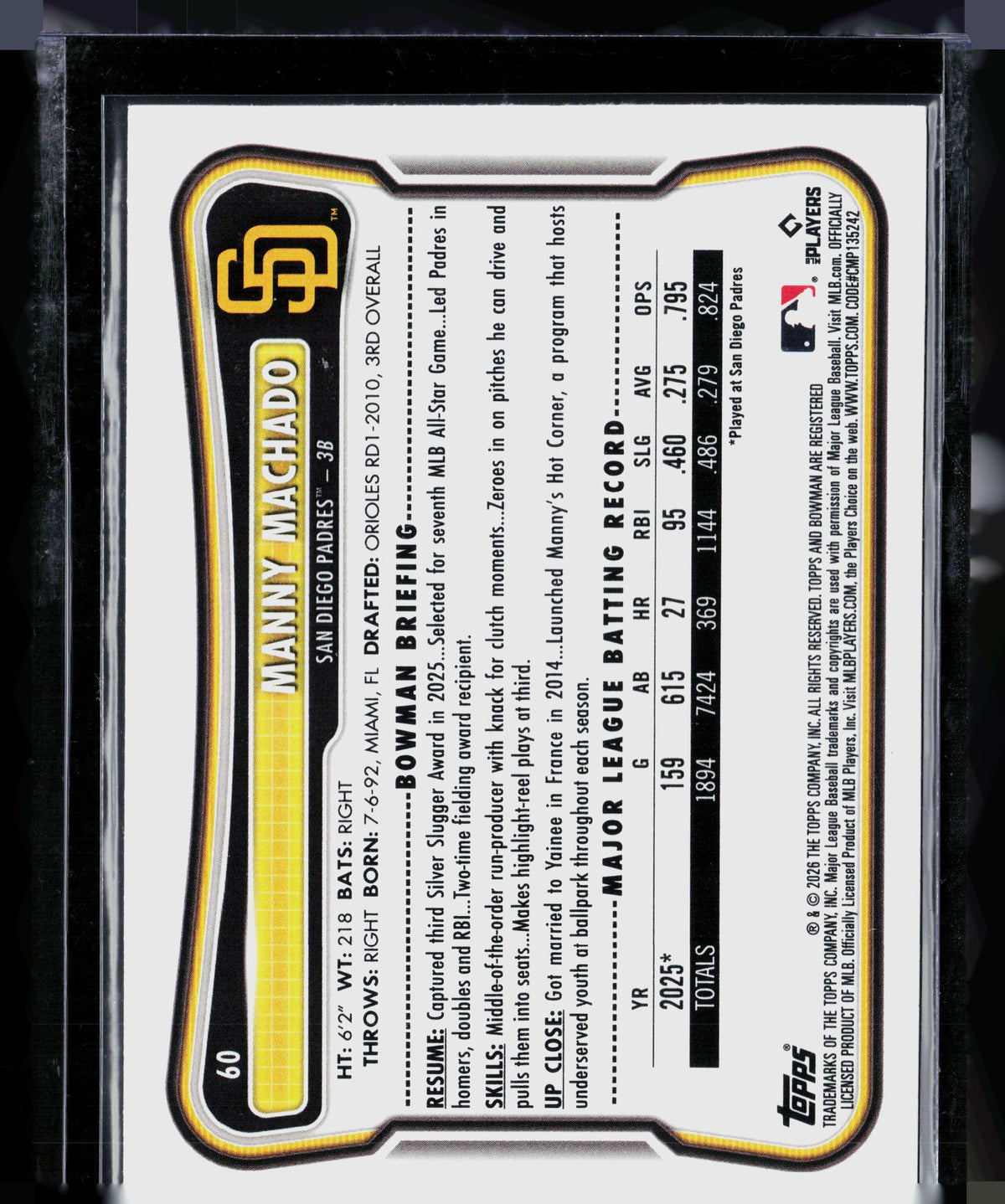 2026 Bowman Manny Machado #60
