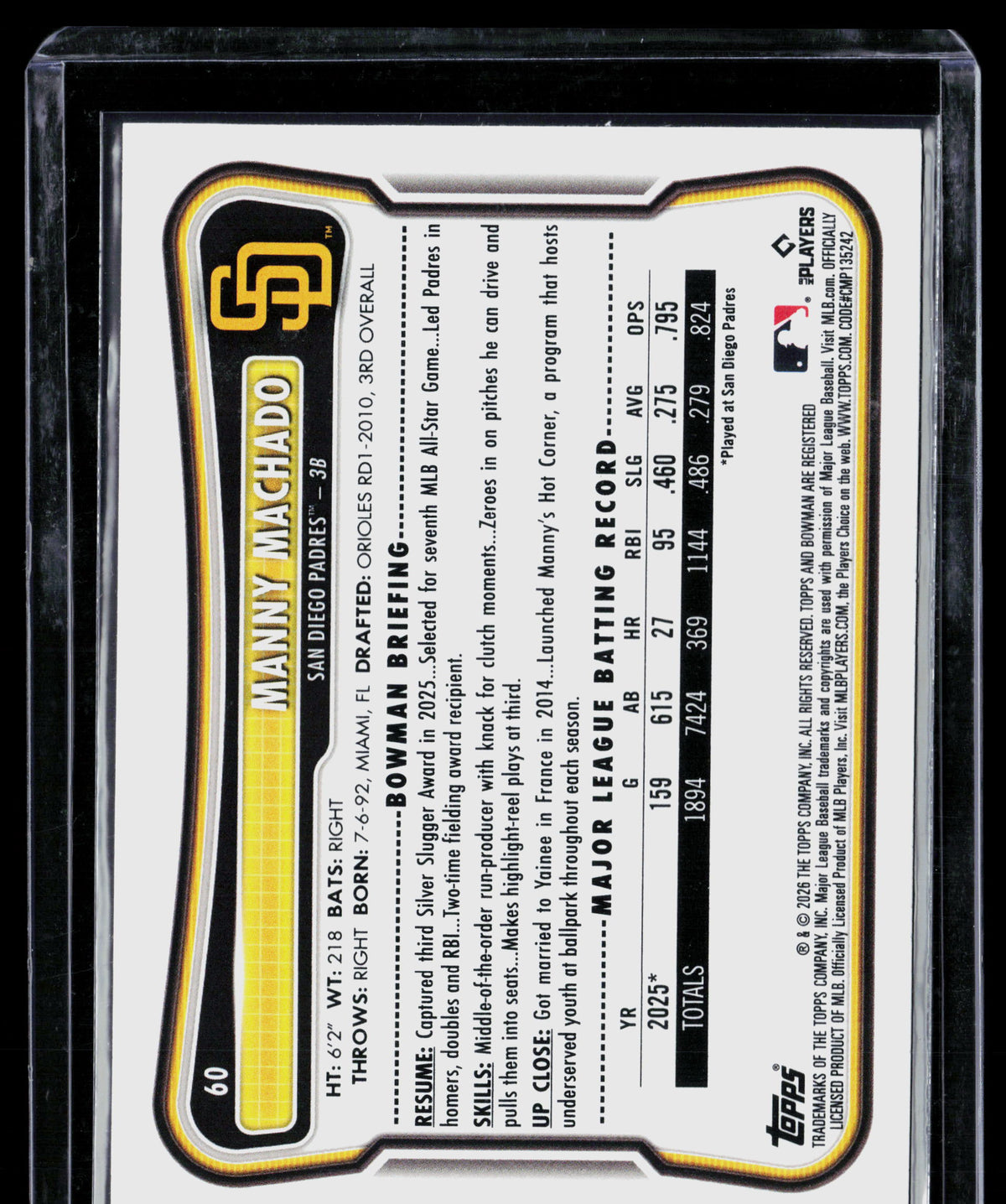 2026 Bowman Manny Machado #60