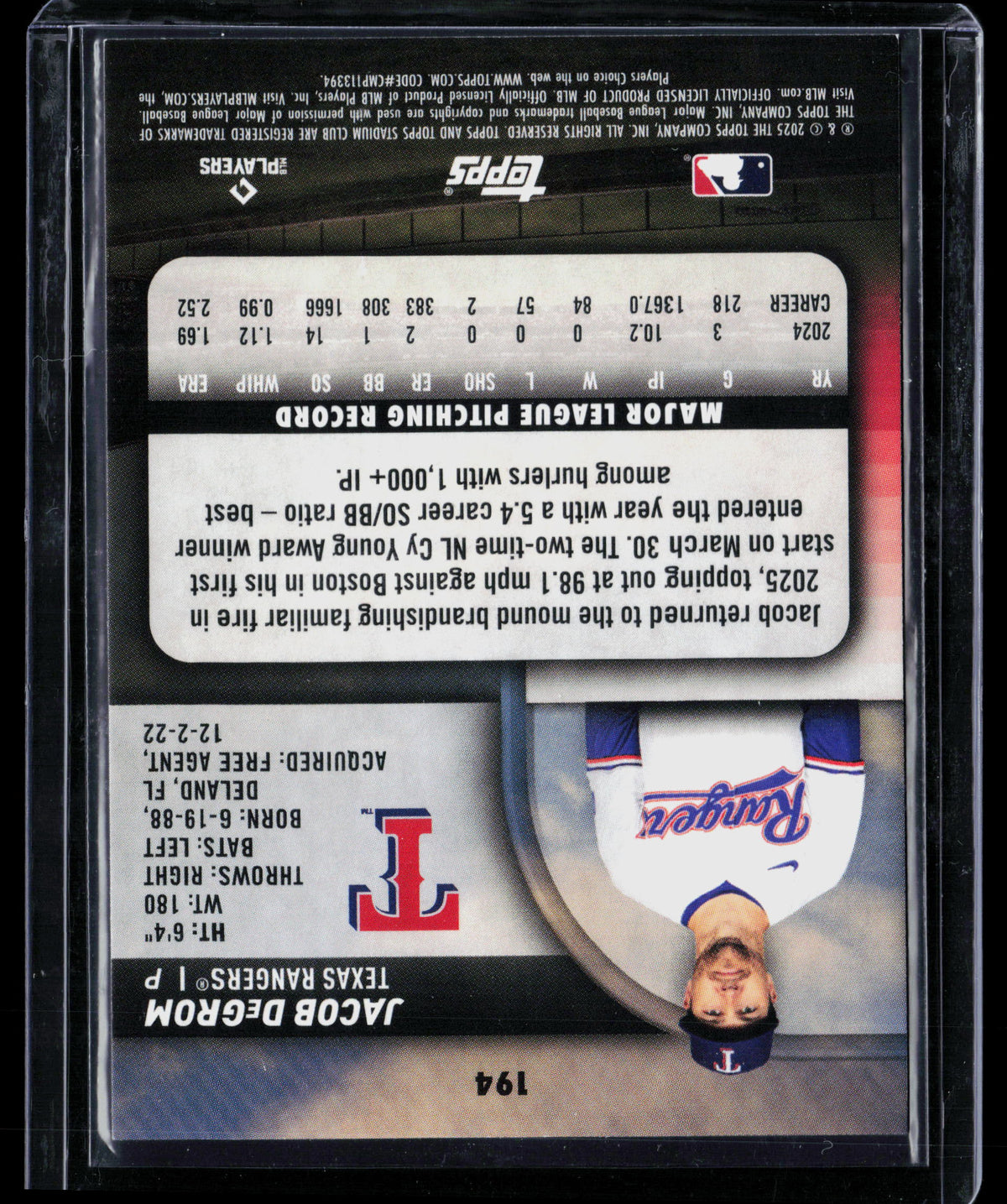 2025 Topps Stadium Club Jacob deGrom #194