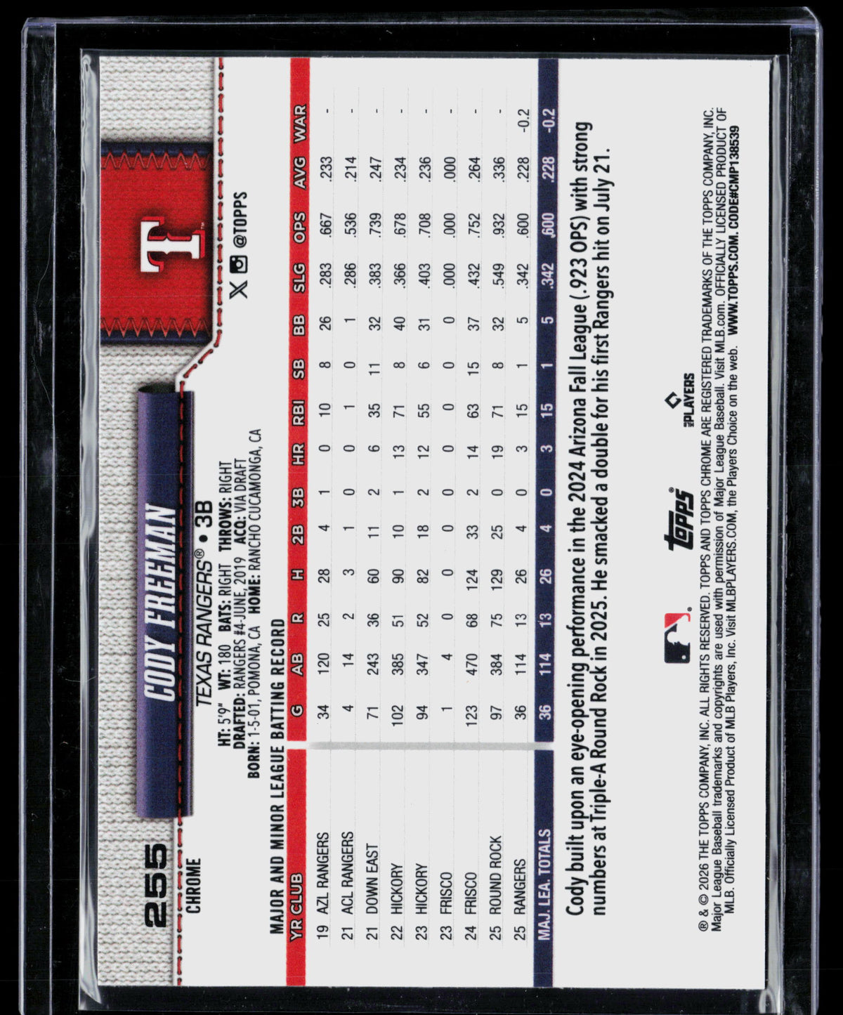 2026 Topps Chrome Cody Freeman #255 RC