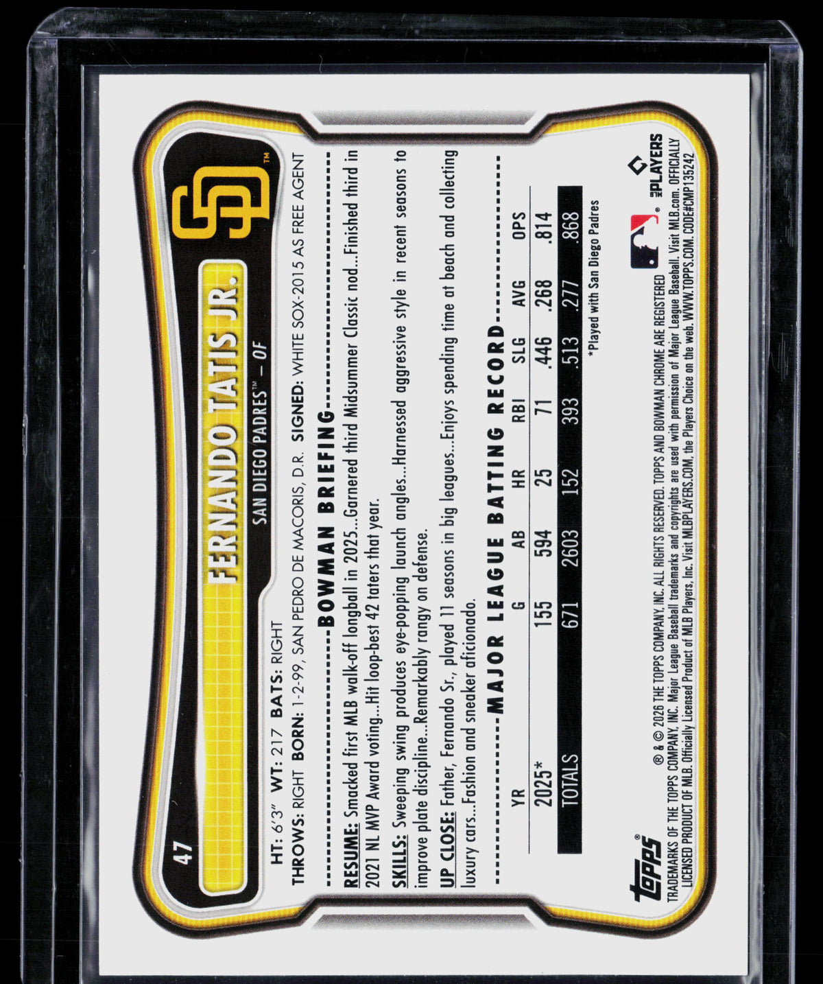2026 Bowman Fernando Tatis Jr. #47