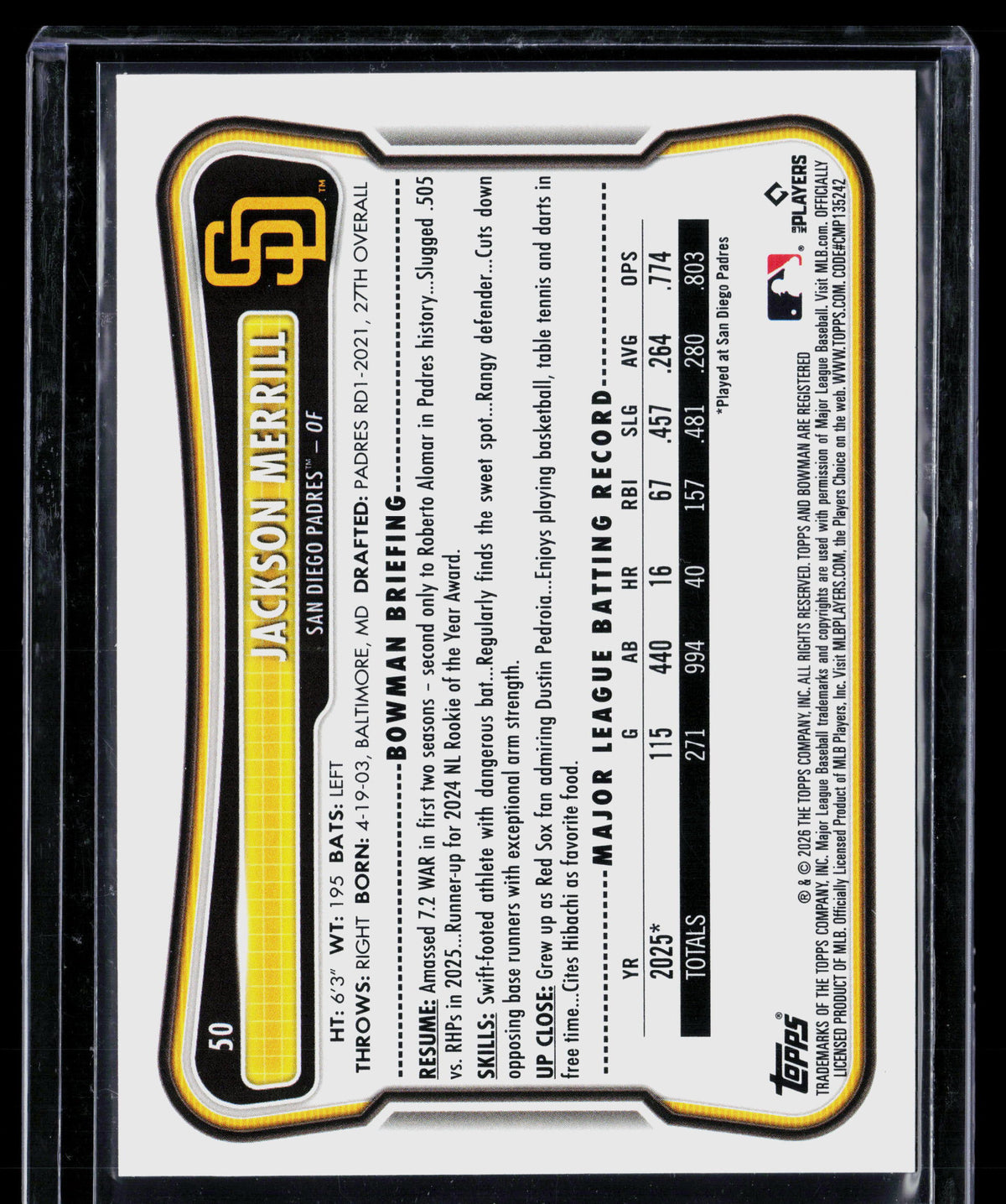 2026 Bowman Jackson Merrill #50