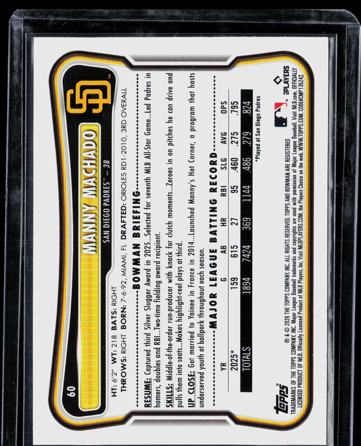 2026 Bowman Manny Machado #60