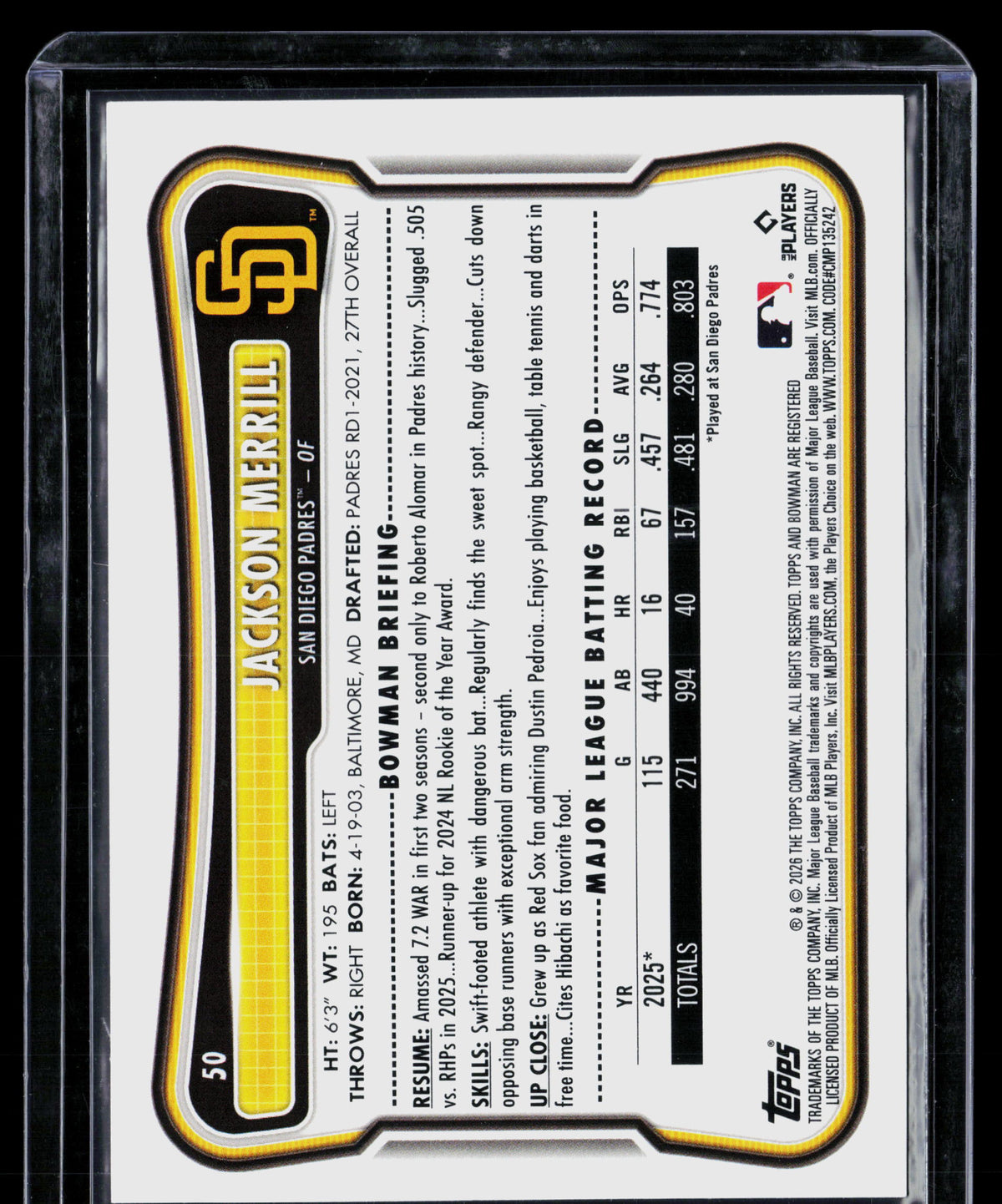 2026 Bowman Jackson Merrill #50