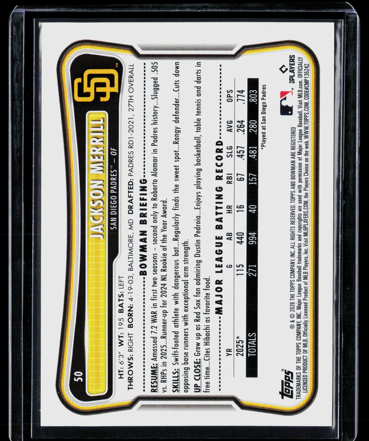 2026 Bowman Jackson Merrill #50