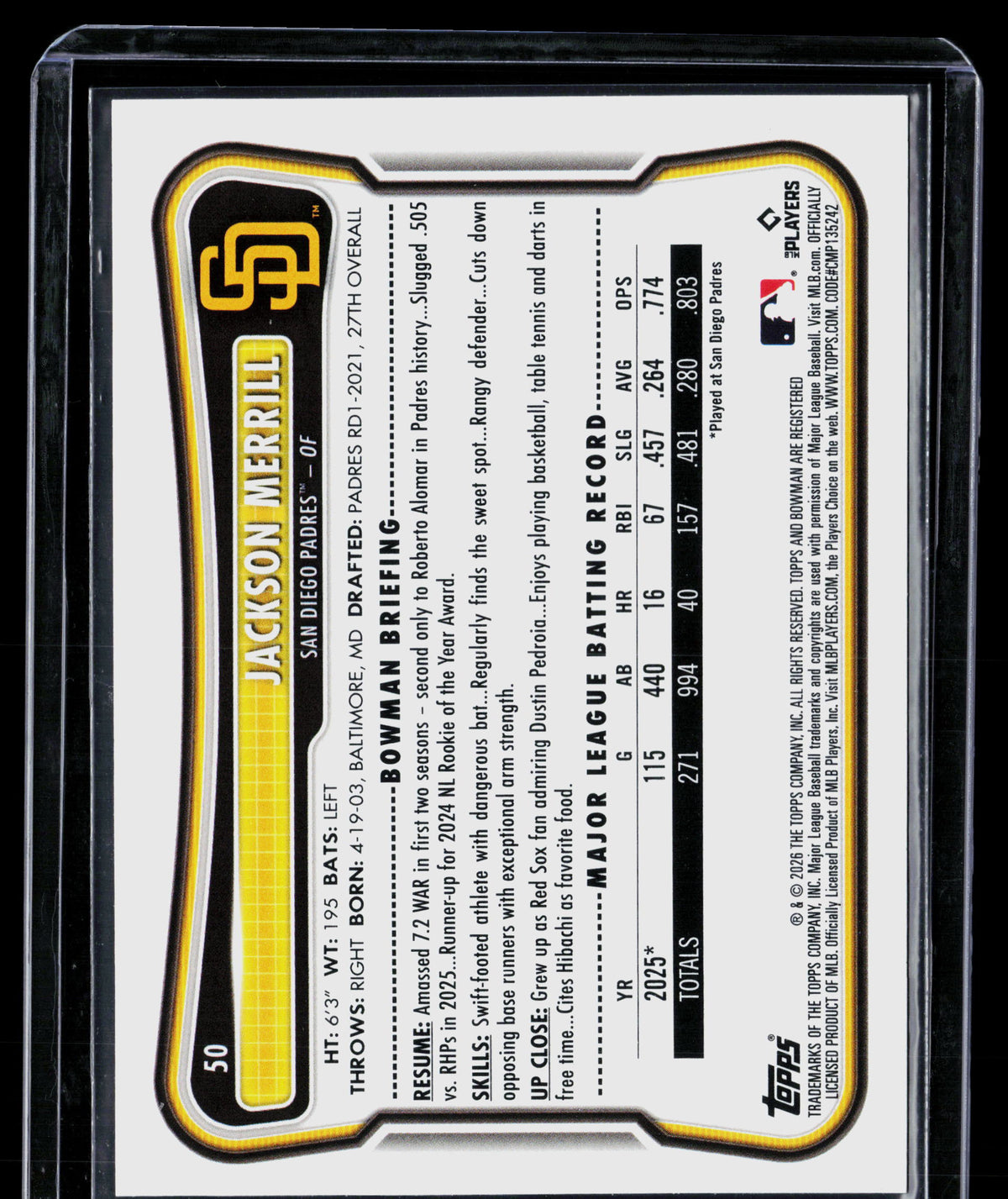 2026 Bowman Jackson Merrill #50
