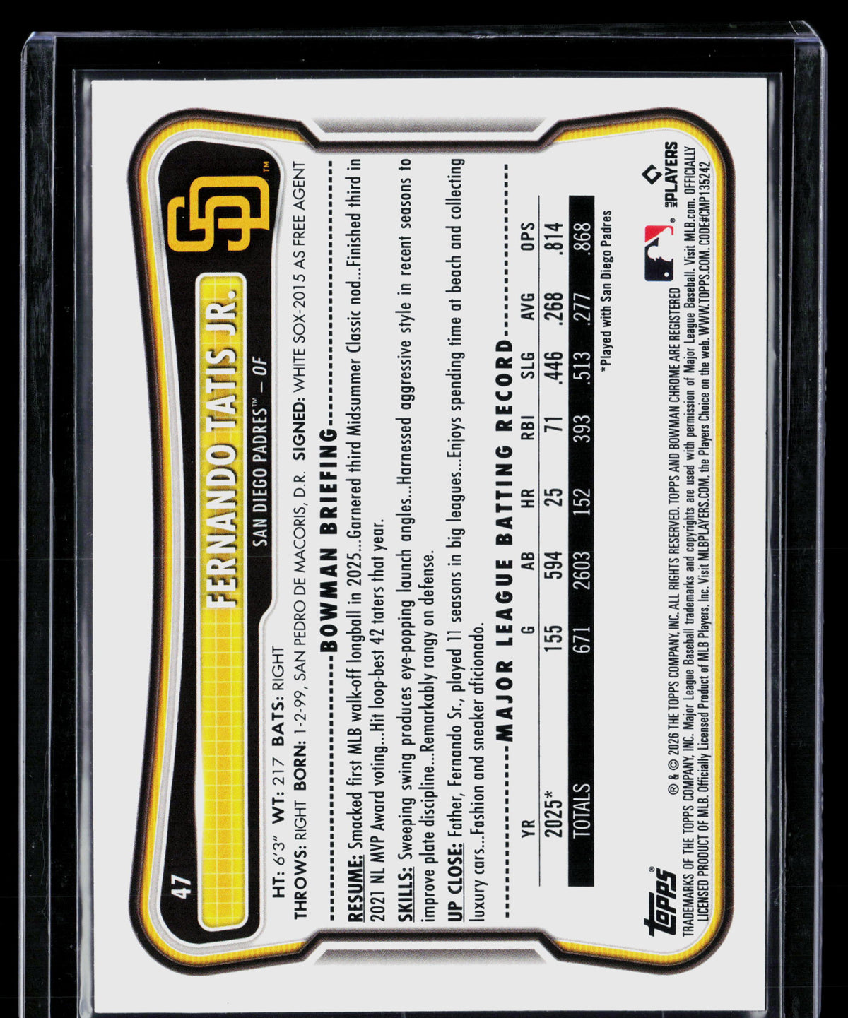 2026 Bowman Fernando Tatis Jr. #47