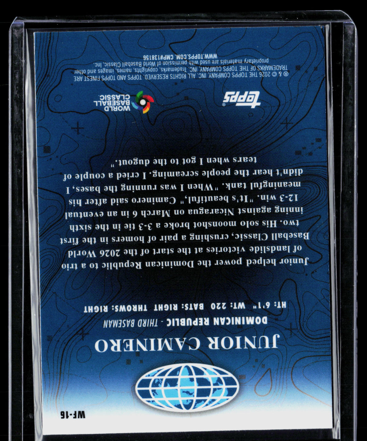 2026 Topps Finest World's Finest Junior Caminero #WF-16