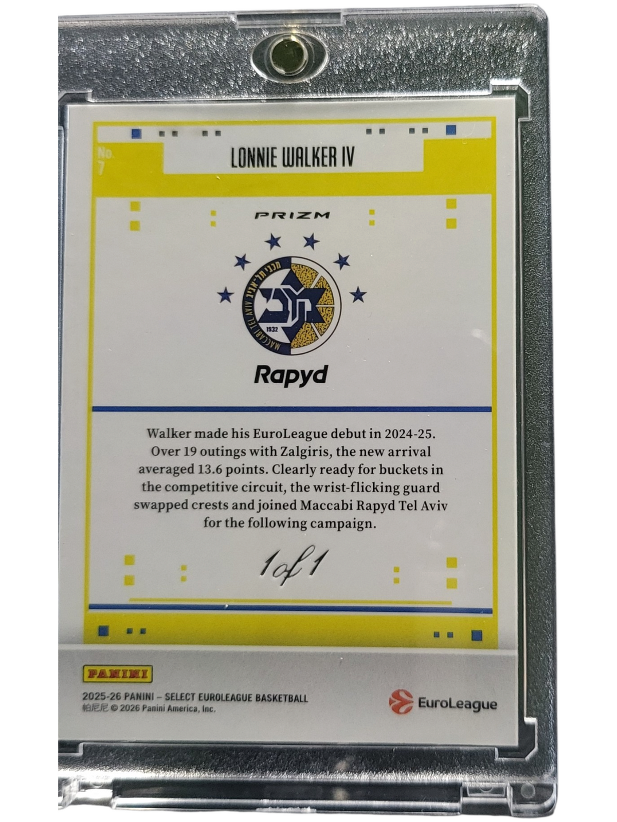 2026 Panini Select EuroLeague Lonnie Walker IV #7 1 of 1