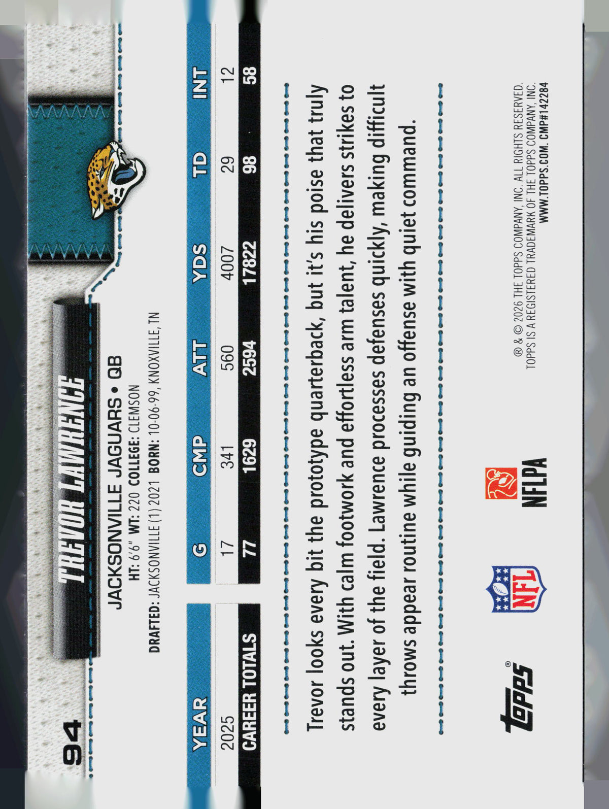 2026 Topps Trevor Lawrence #94