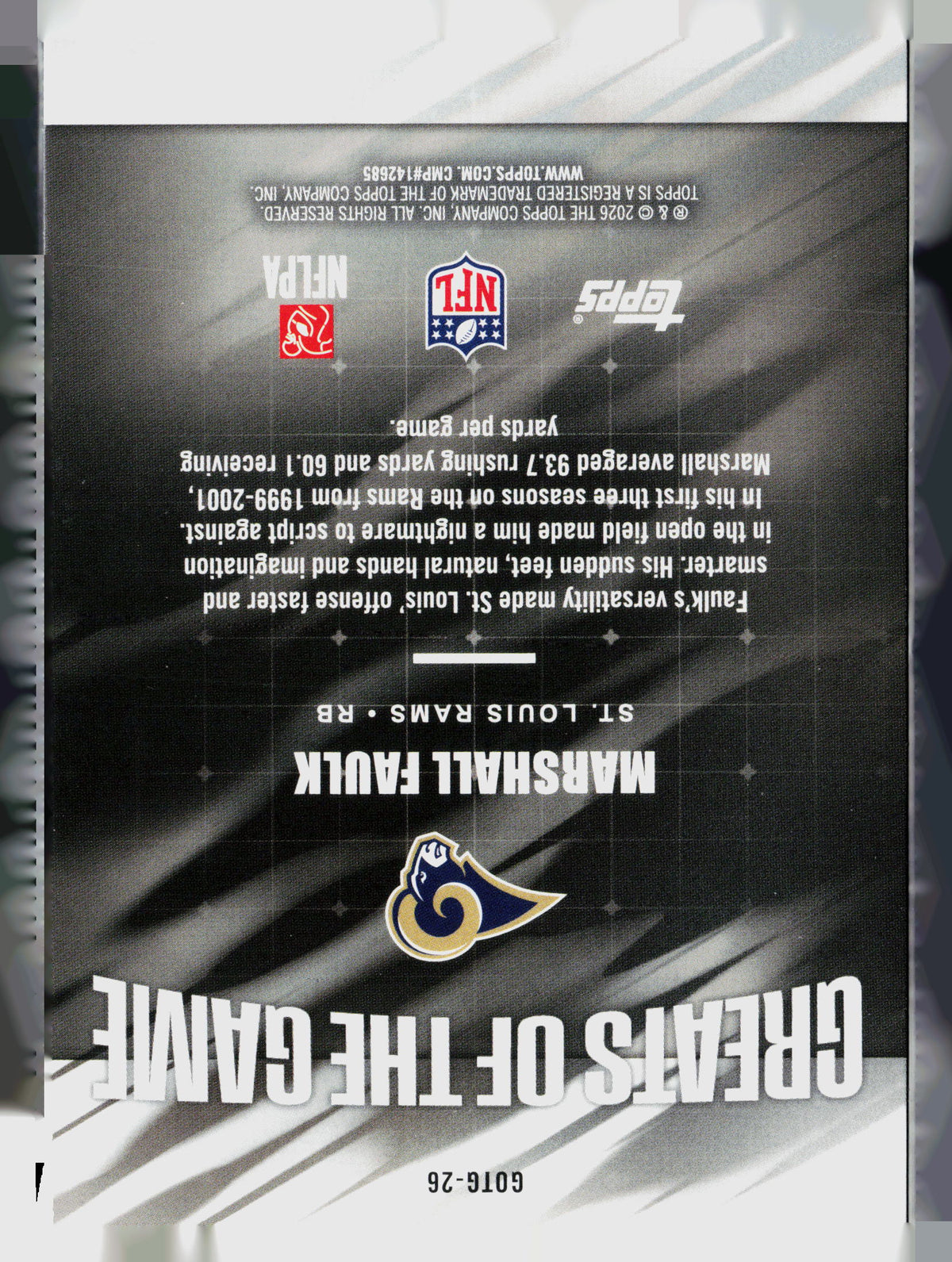 1999 Topps Greats of the Game Marshall Faulk #GOTG-26