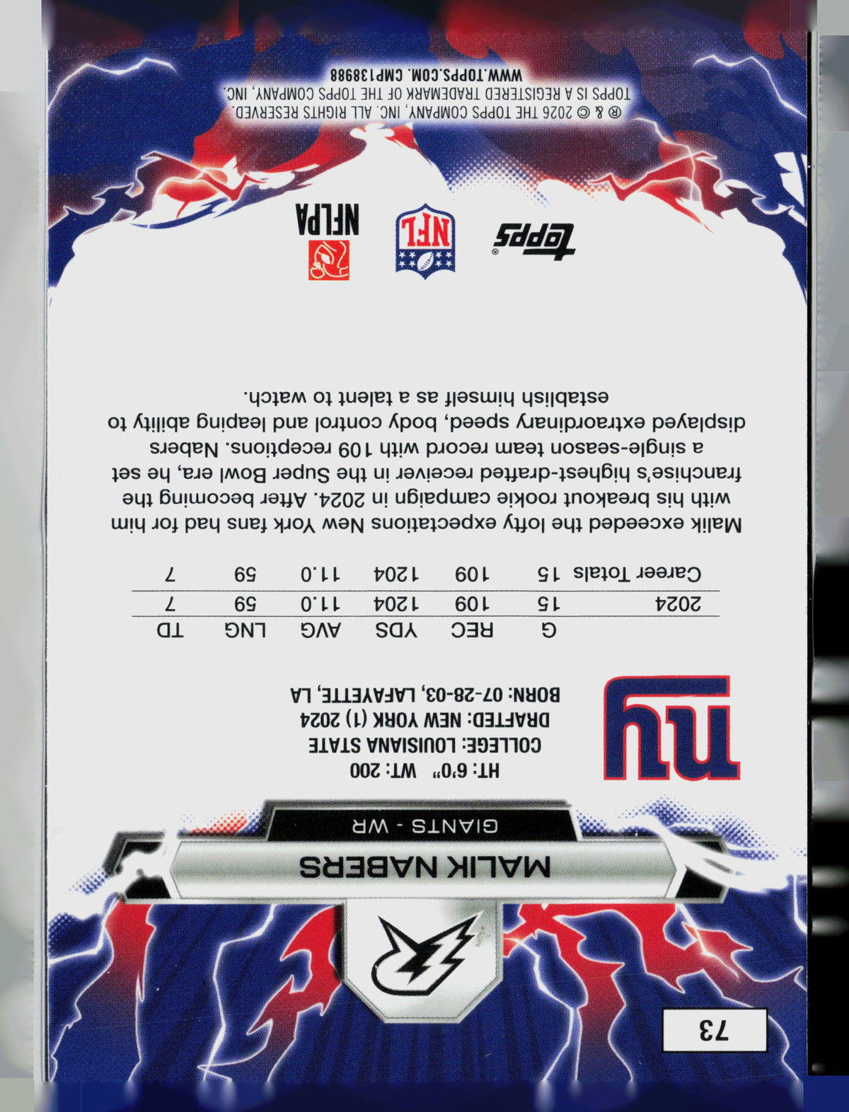 2026 Topps Ripple Malik Nabers #73