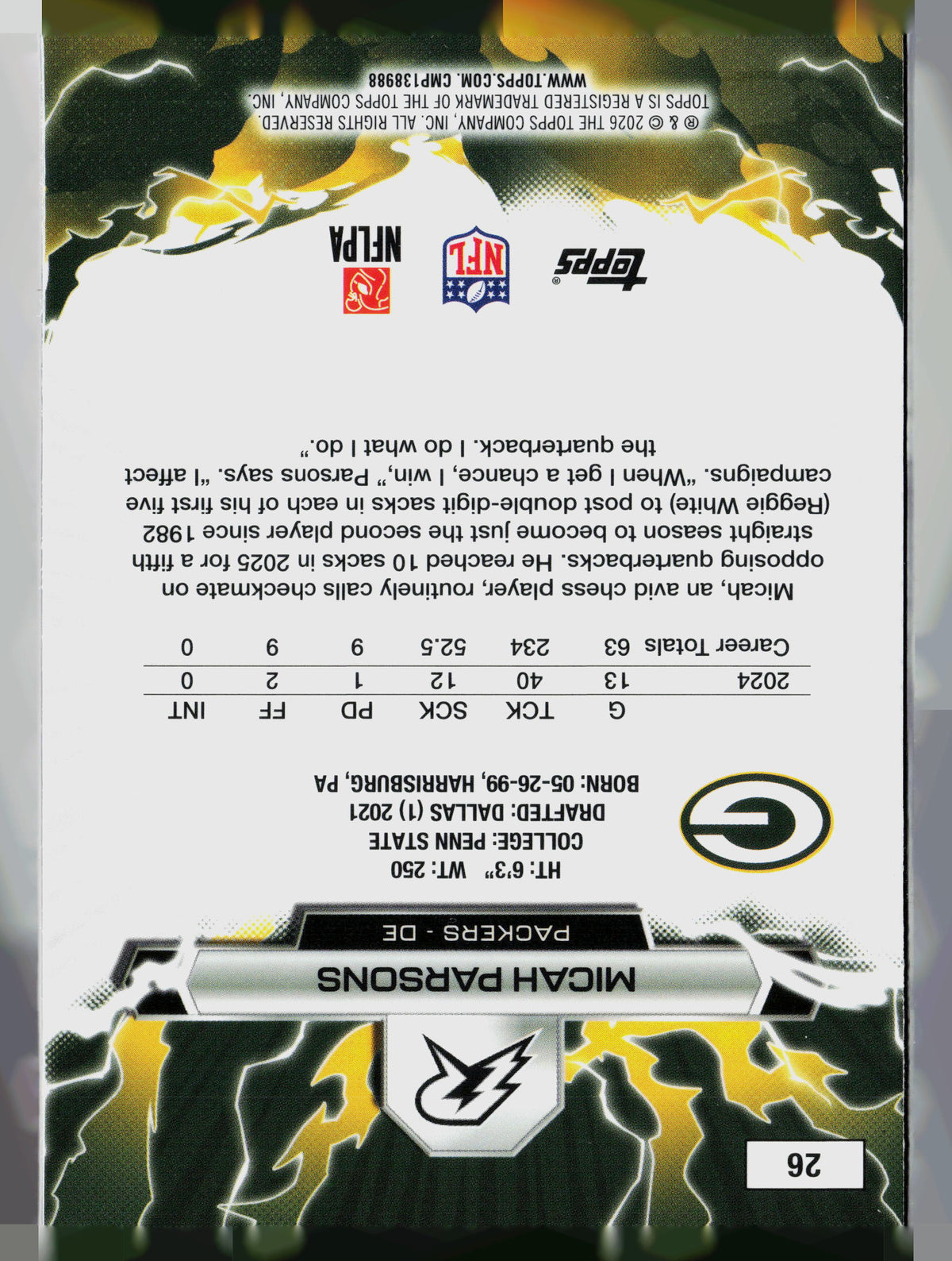 2025 Topps Micah Parsons #26