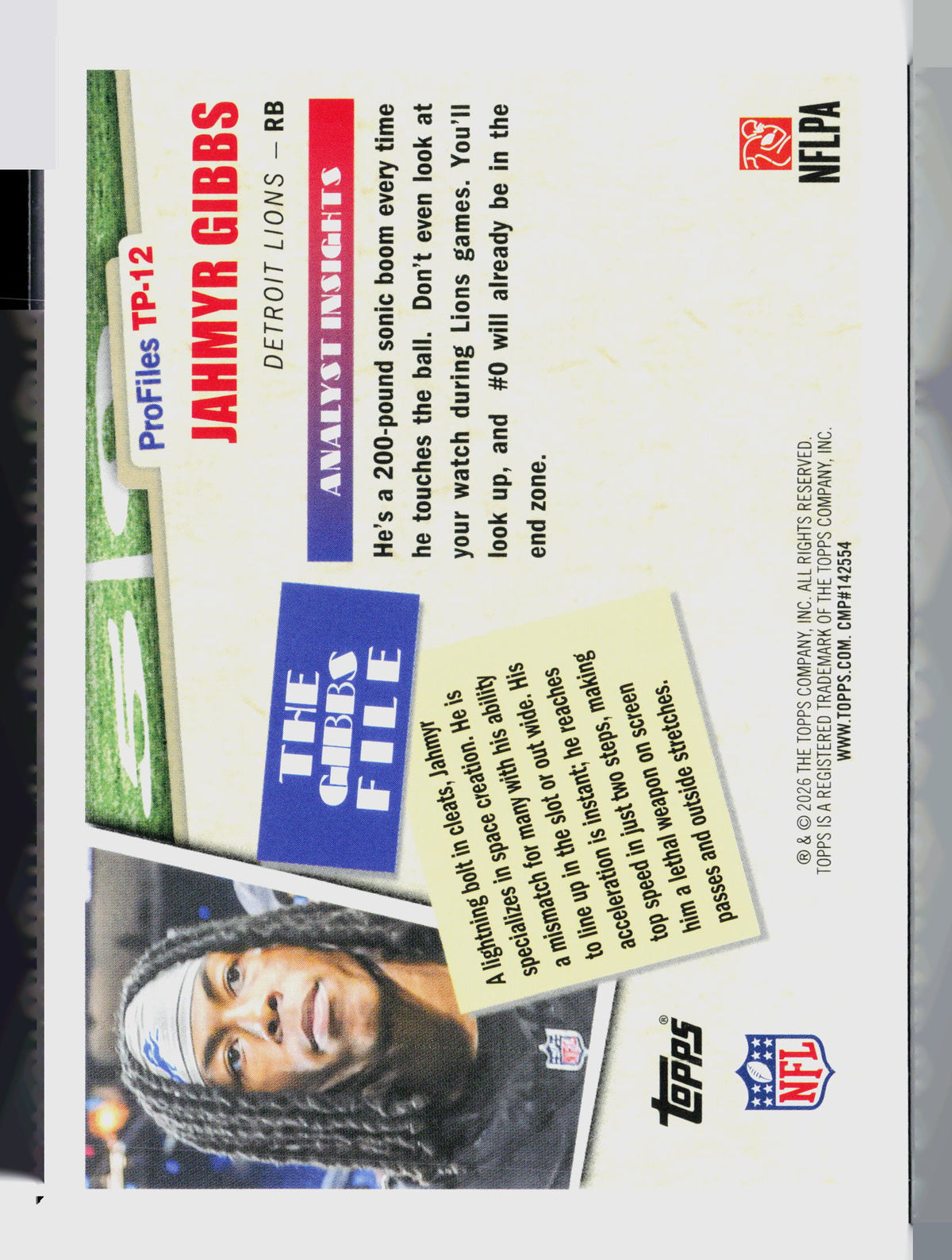 2026 Topps ProFiles Jahmyr Gibbs #TP-12