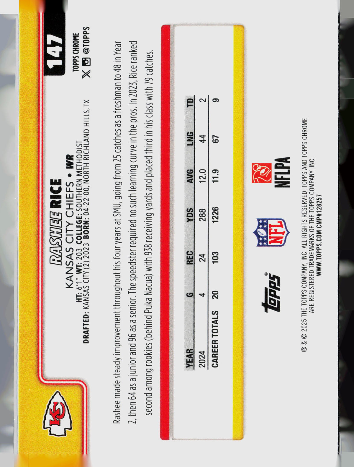 2025 Topps Chrome Rashee Rice #147