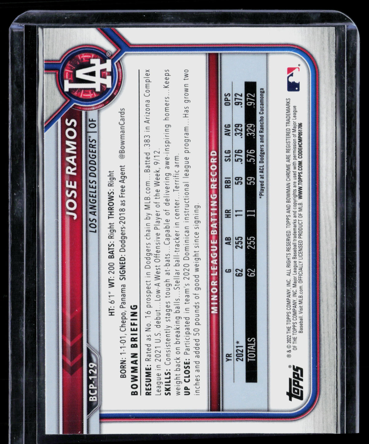 2022 Bowman Chrome Jose Ramos #BCP-129