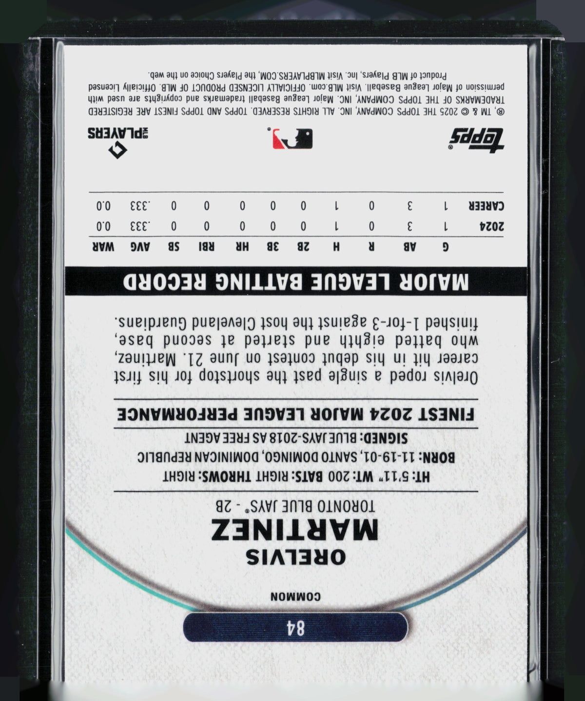 2025 Topps Finest Orelvis Martinez #84 RC