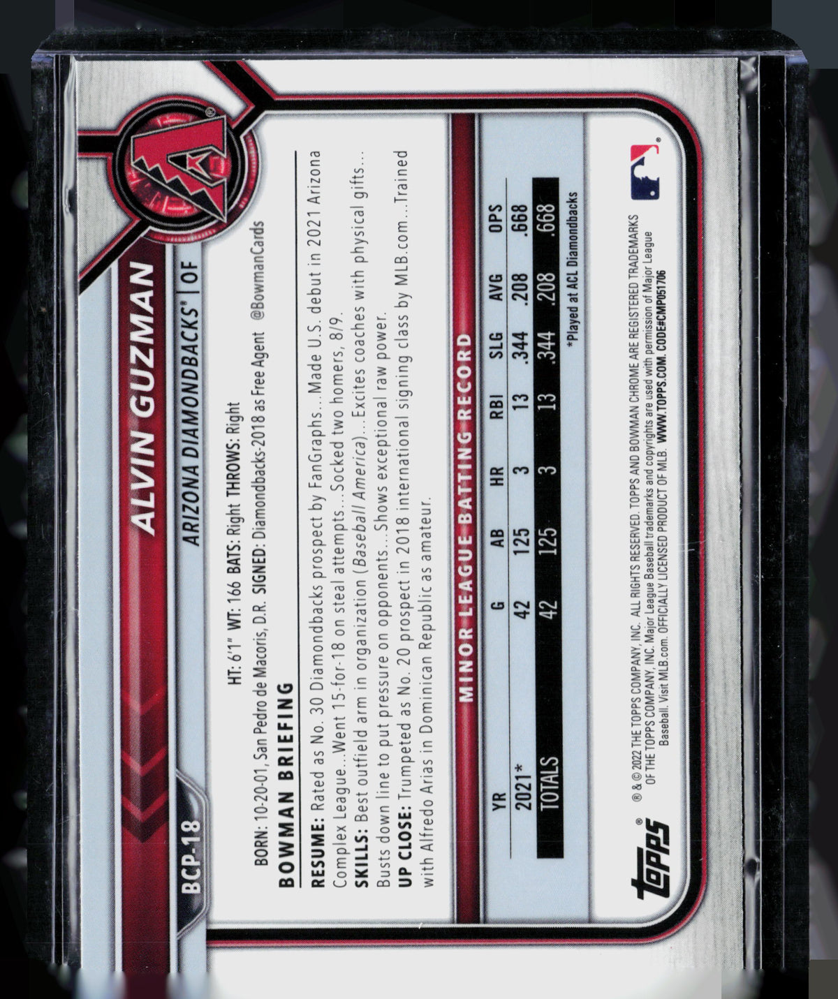 2022 Bowman Chrome Alvin Guzman #BCP-18