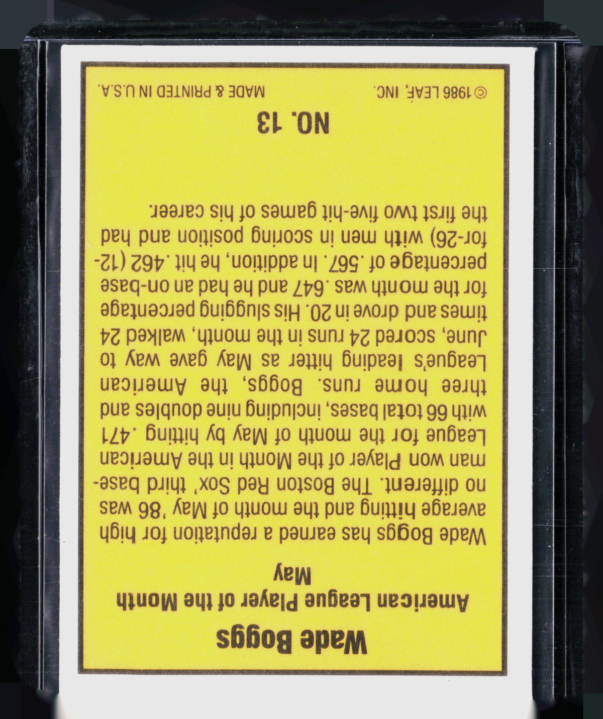 1986 Donruss Highlights Wade Boggs #13
