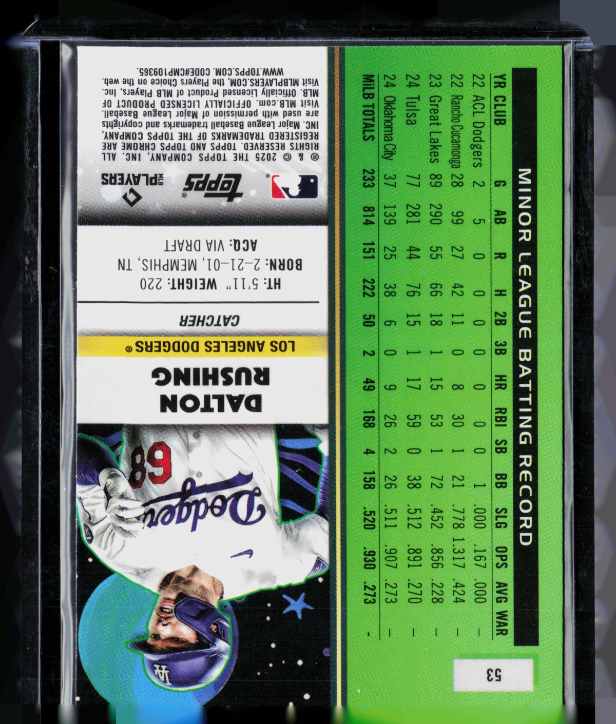 2025 Topps Chrome Dalton Rushing #53 RC