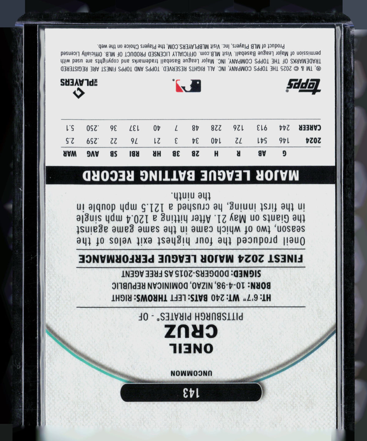 2025 Topps Finest Oneil Cruz #143