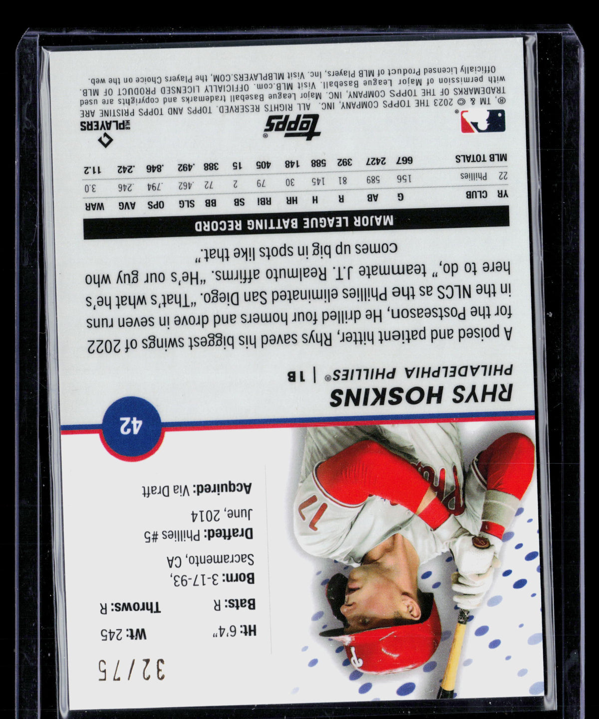2023 Topps Pristine Rhys Hoskins #42 32/75